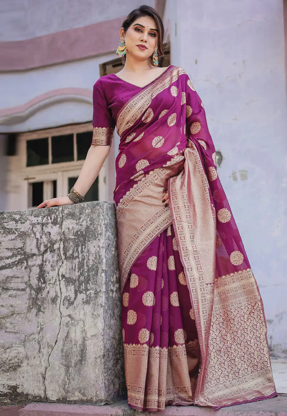 Purple Chanderi Silk Saree With Blouse 291272