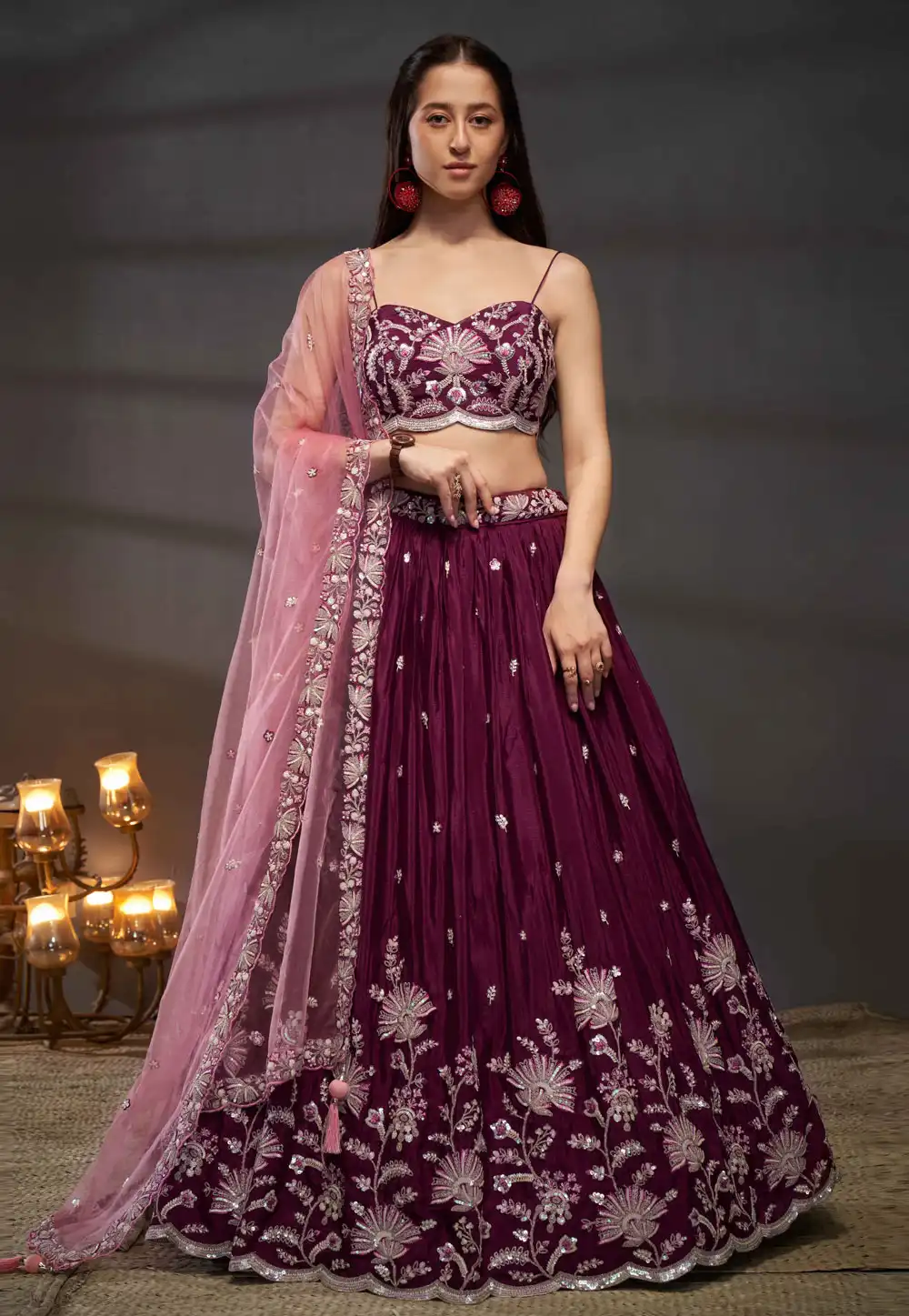 Purple Chiffon Lehenga Choli 291812