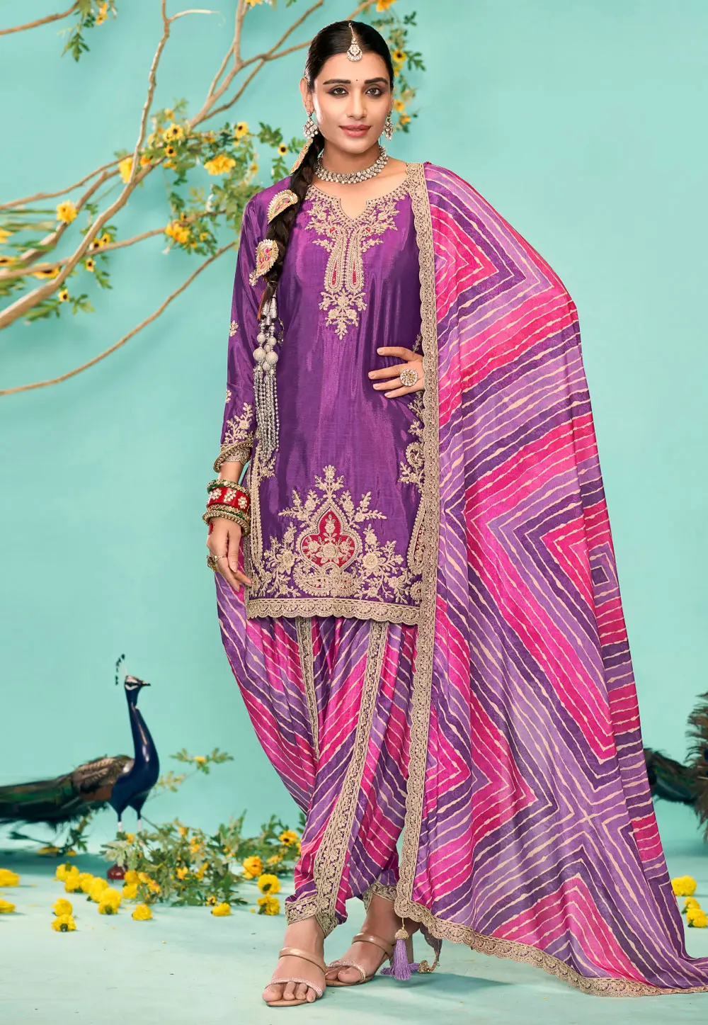 Purple Chinon Patiala Suit 302319