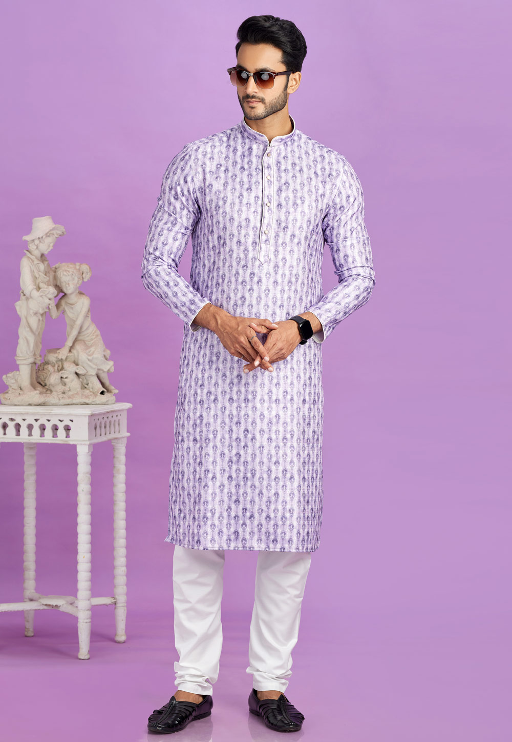Purple Cotton Kurta Pajama 283342