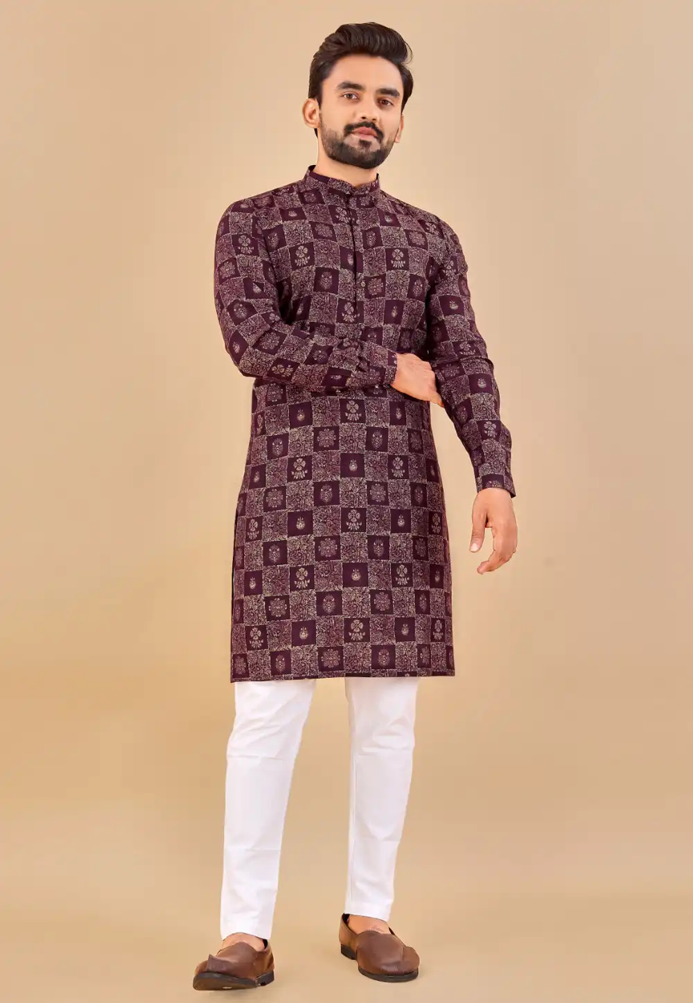 Purple Cotton Kurta Pajama 290105