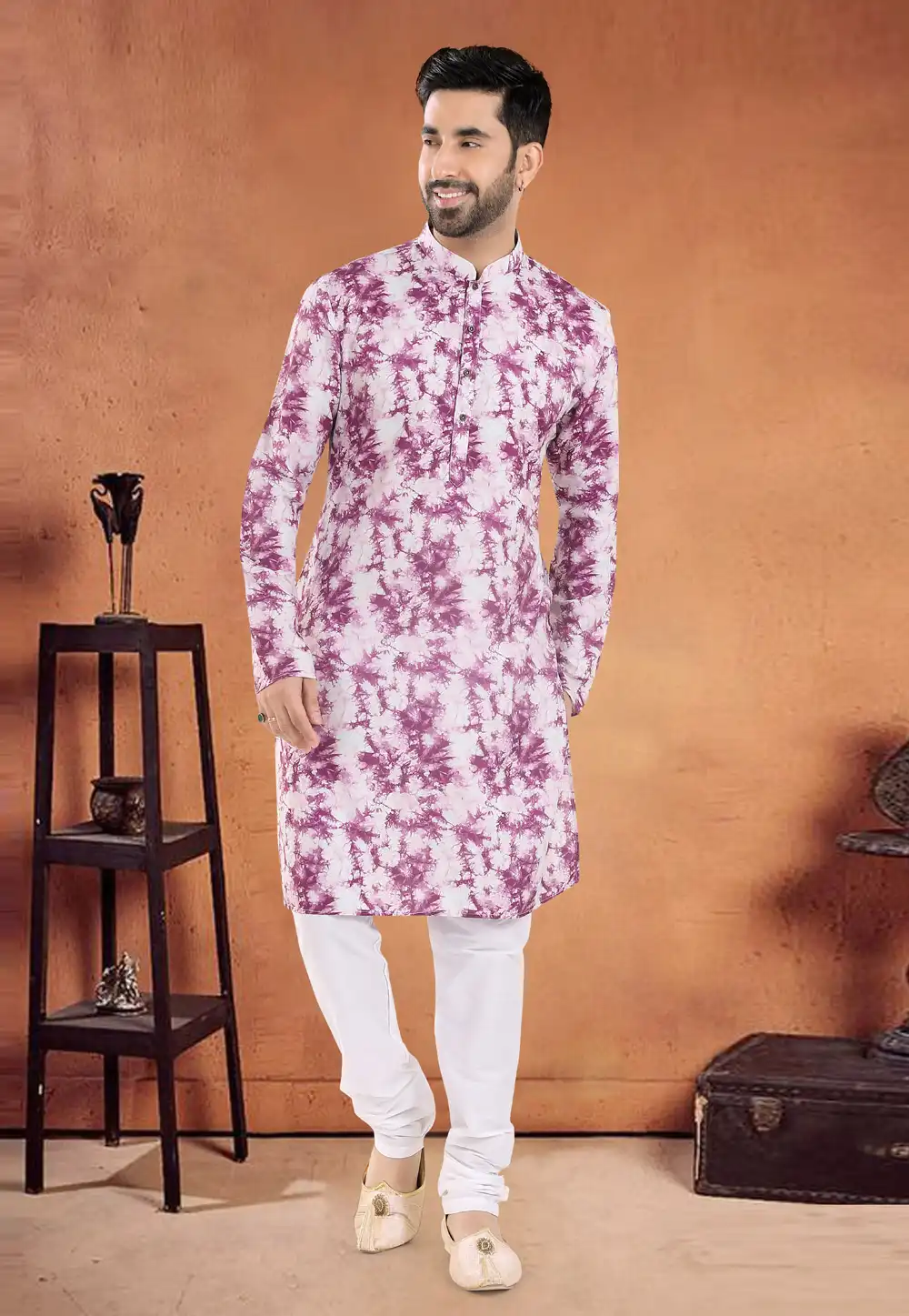 Purple Cotton Kurta Pajama 290563