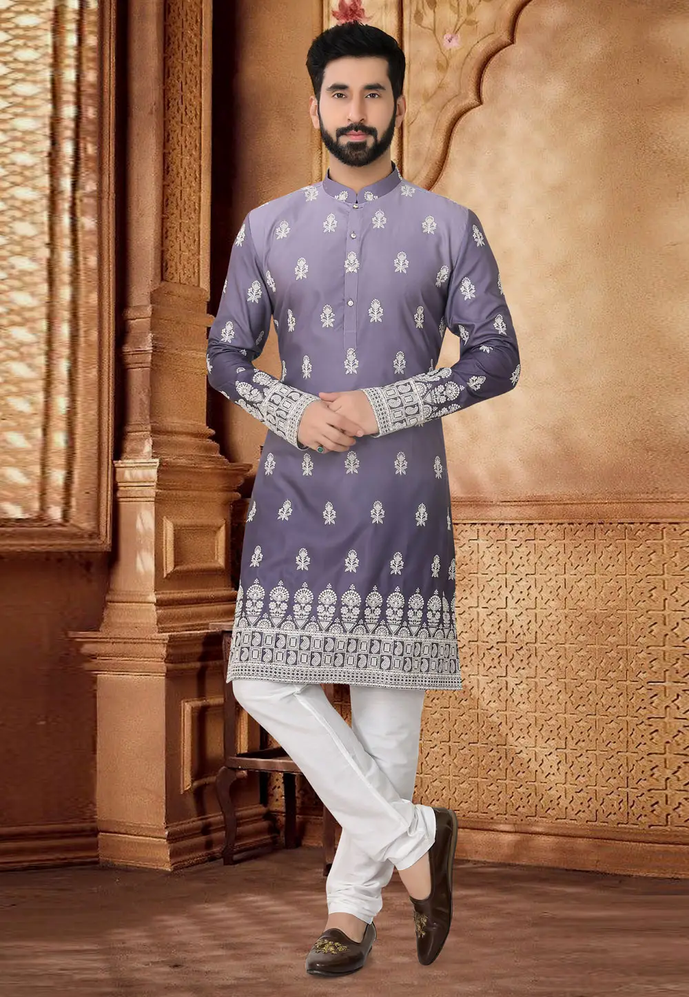 Purple Cotton Kurta Pajama 296934