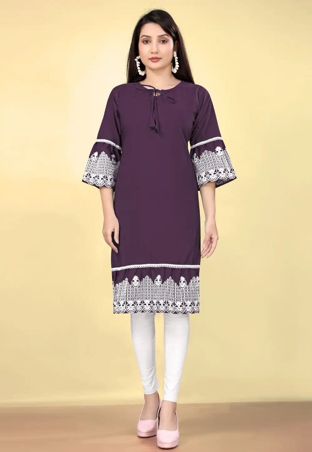 Purple Cotton Kurti 294514