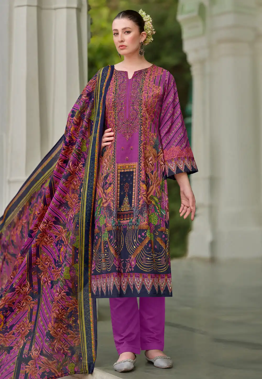 Purple Cotton Pant Style Suit 290744