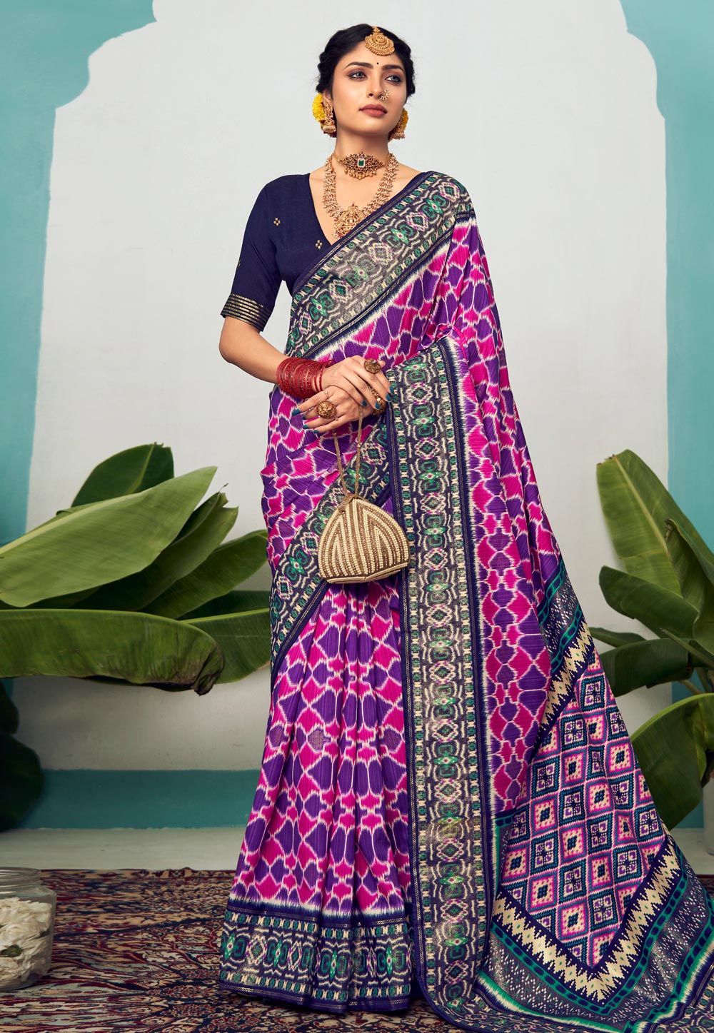 Purple Cotton Silk Saree With Blouse 282830