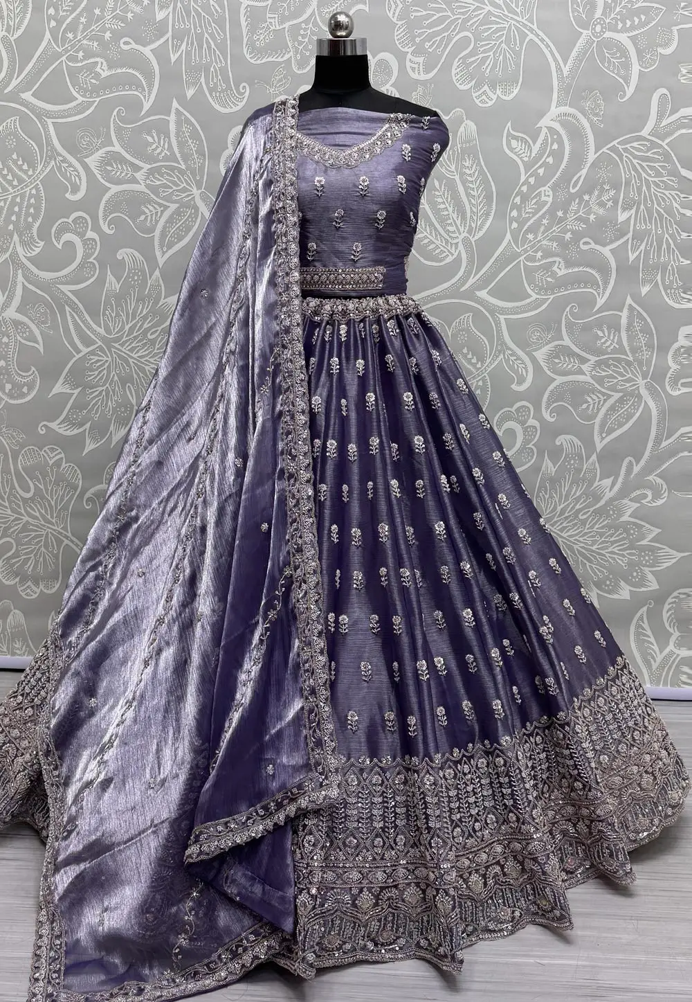 Purple Cotton Silk Wedding Lehenga Choli 299752