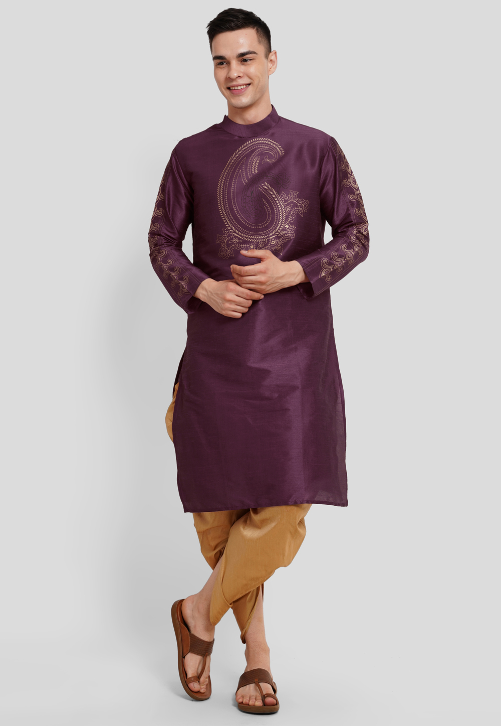 Purple Dupion Silk Dhoti Kurta 286736