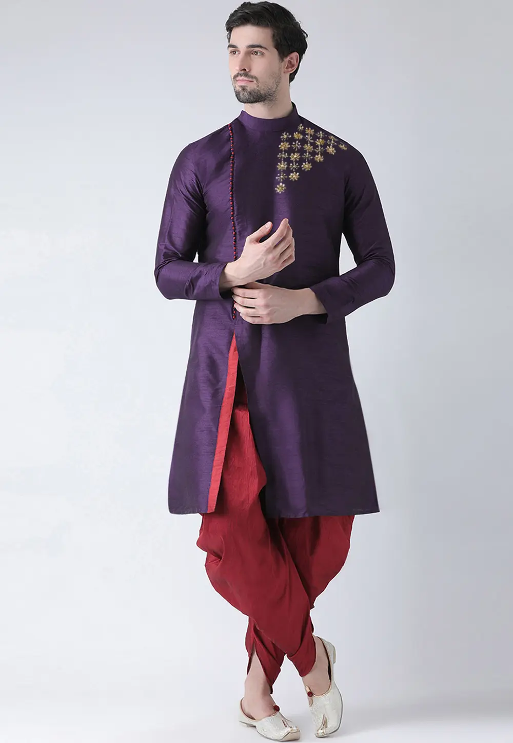 Purple Dupion Silk Dhoti Kurta 304468