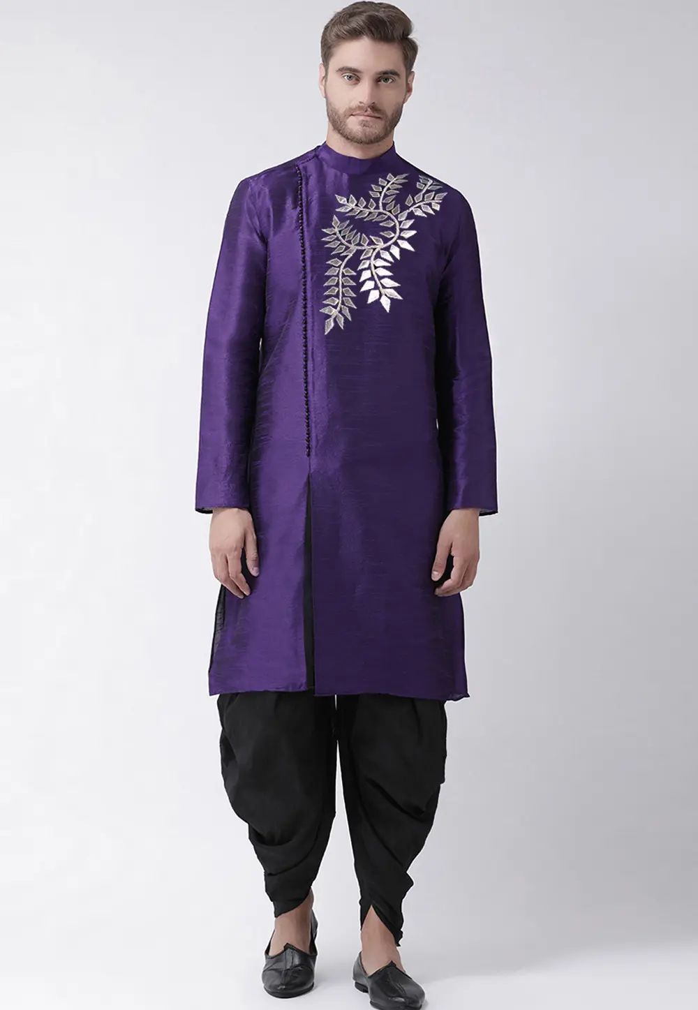 Purple Dupion Silk Dhoti Kurta 304485