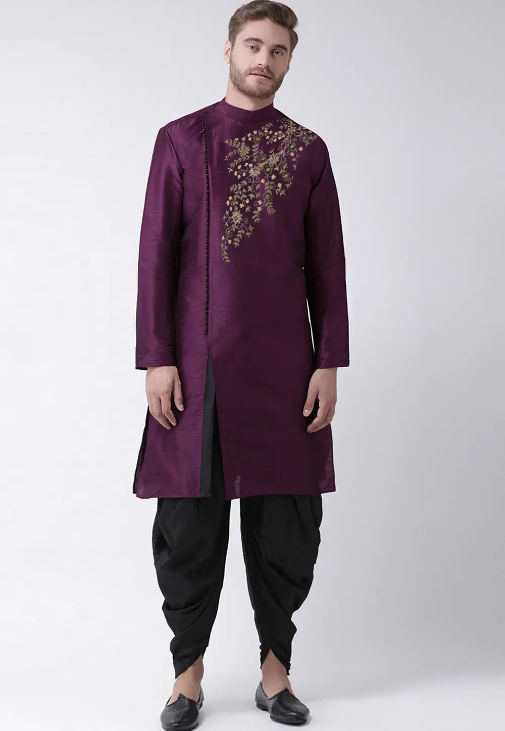 Purple Dupion Silk Dhoti Kurta 304490