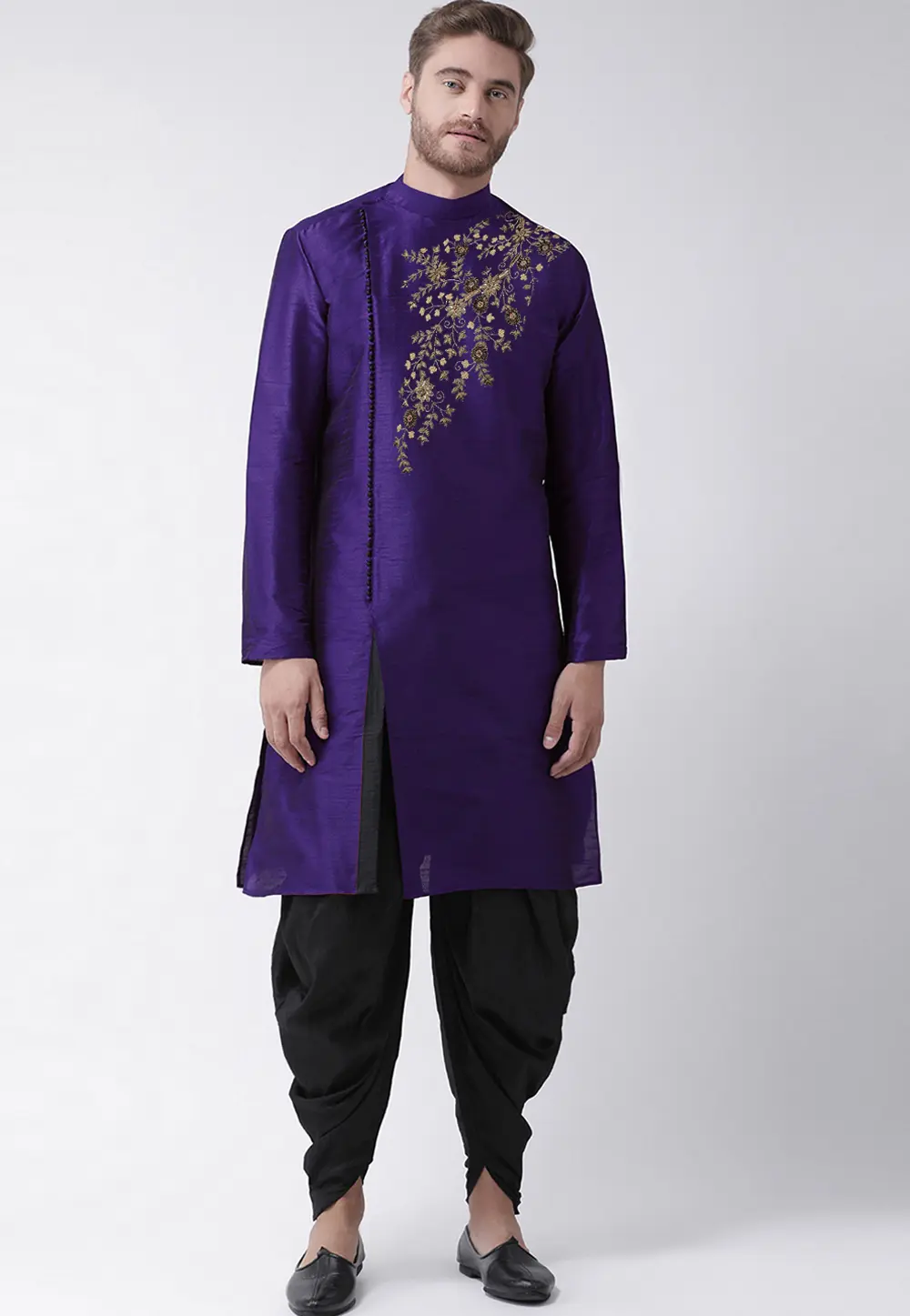 Purple Dupion Silk Dhoti Kurta 304492