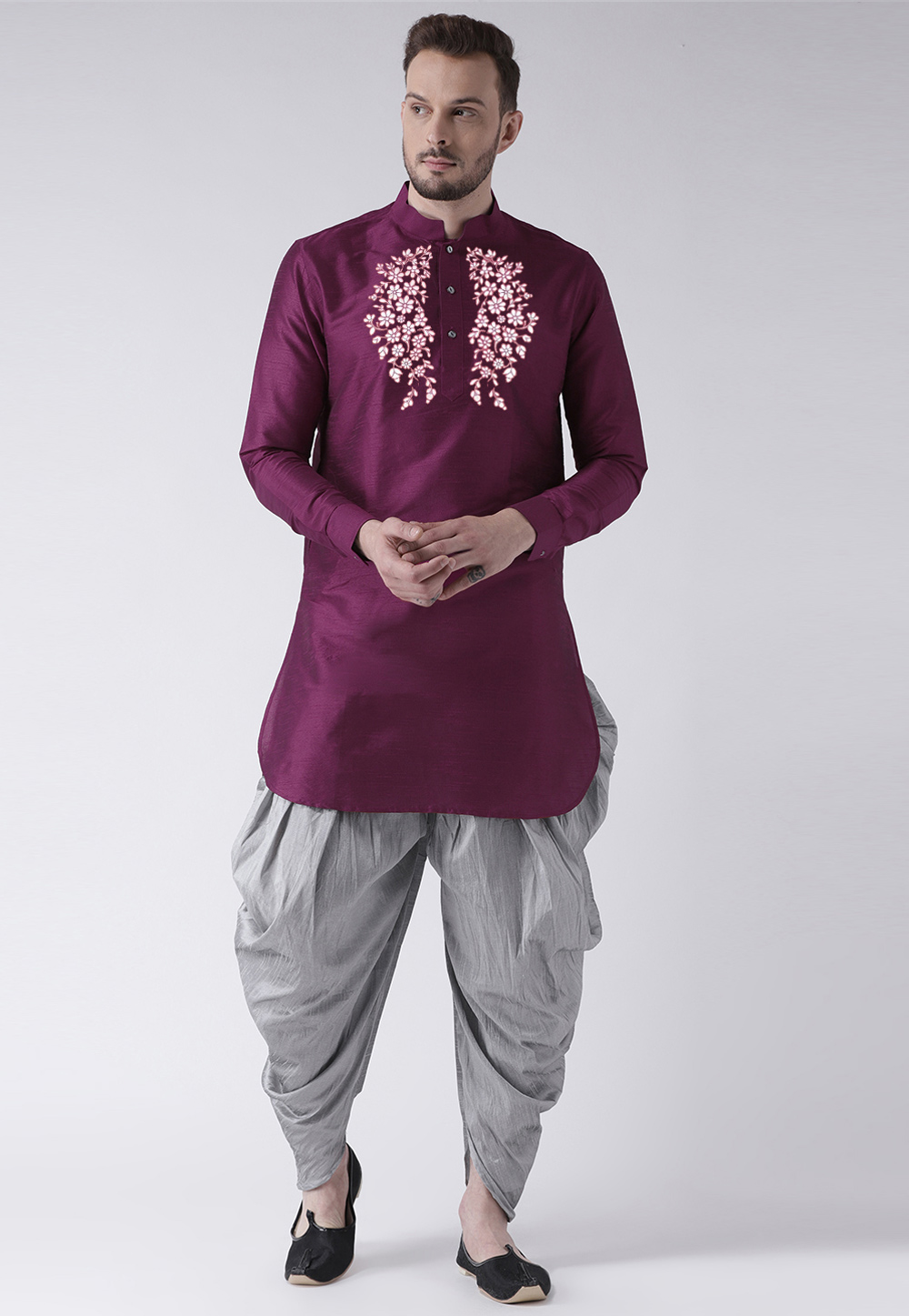 Purple Dupion Silk Dhoti Kurta 304887