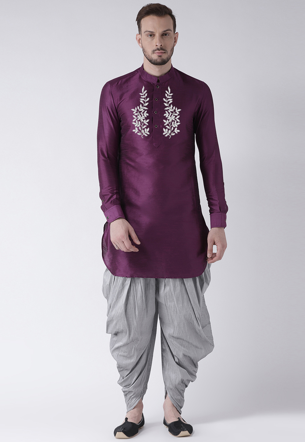 Purple Dupion Silk Dhoti Kurta 304899