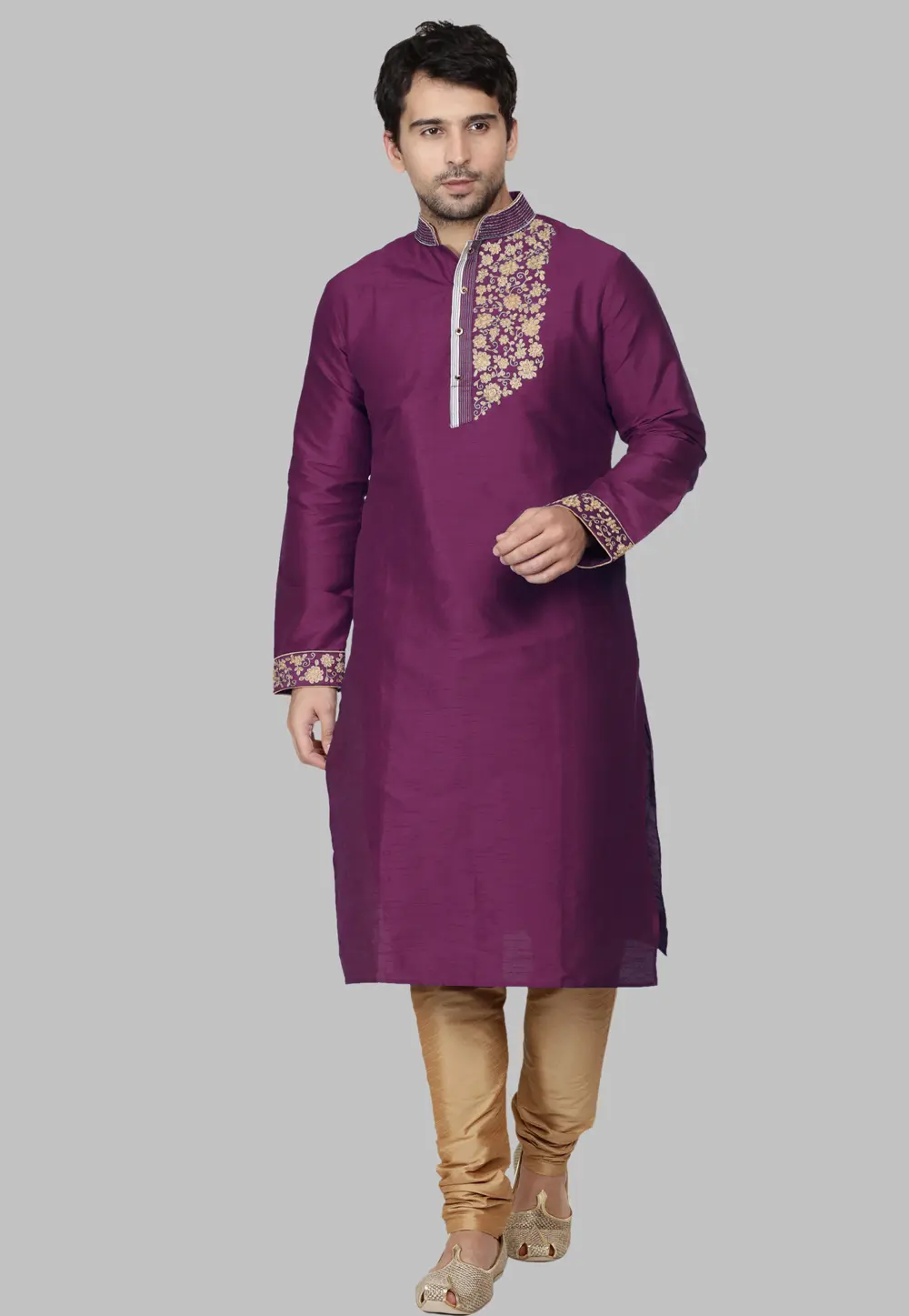 Purple Dupion Silk Kurta Pajama 298140