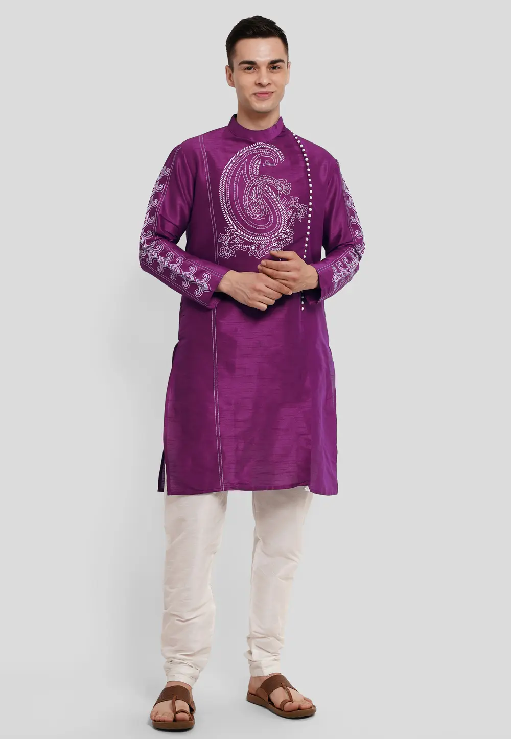 Purple Dupion Silk Kurta Pajama 298145