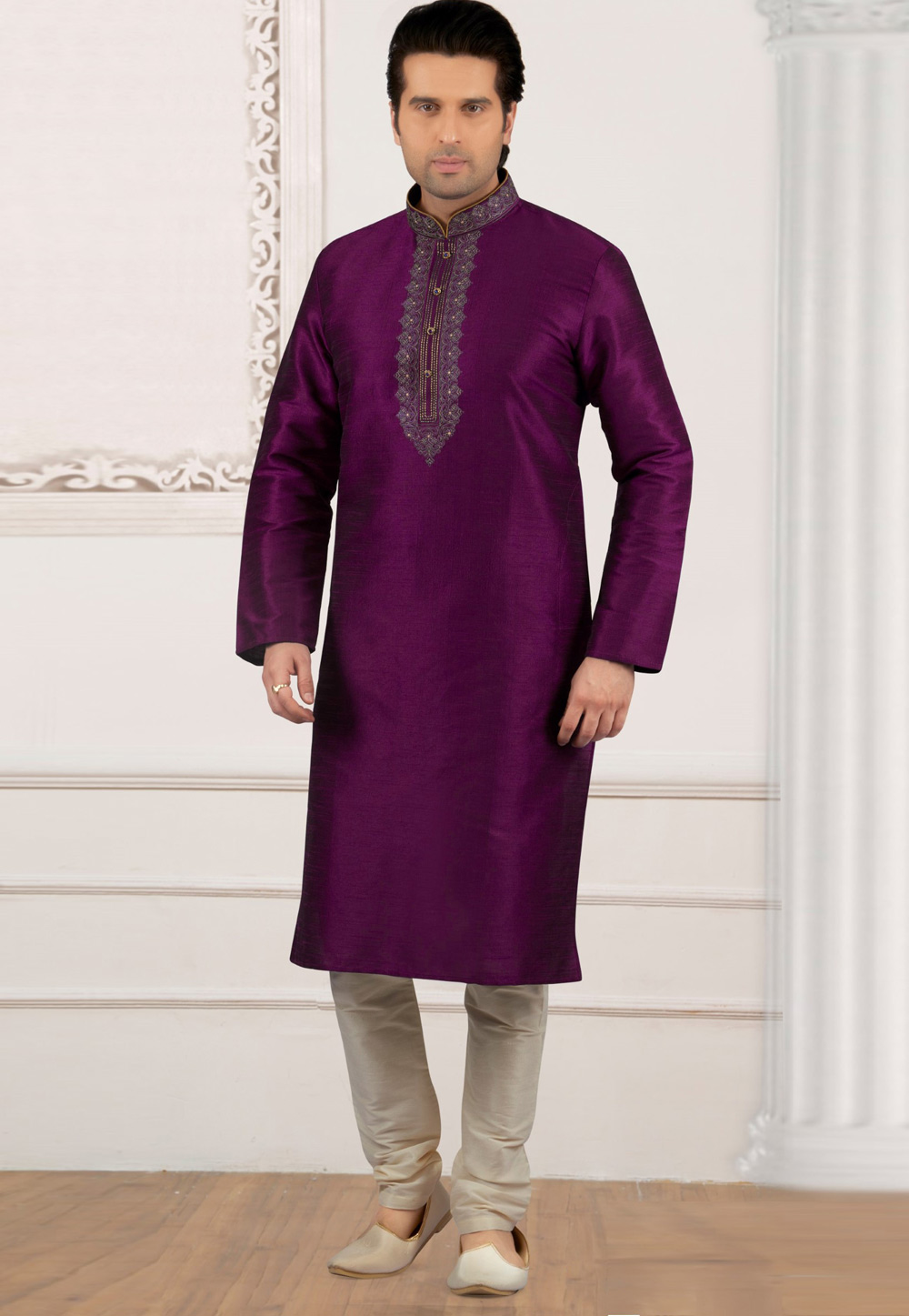 Purple Dupion Silk Kurta Pajama 309771