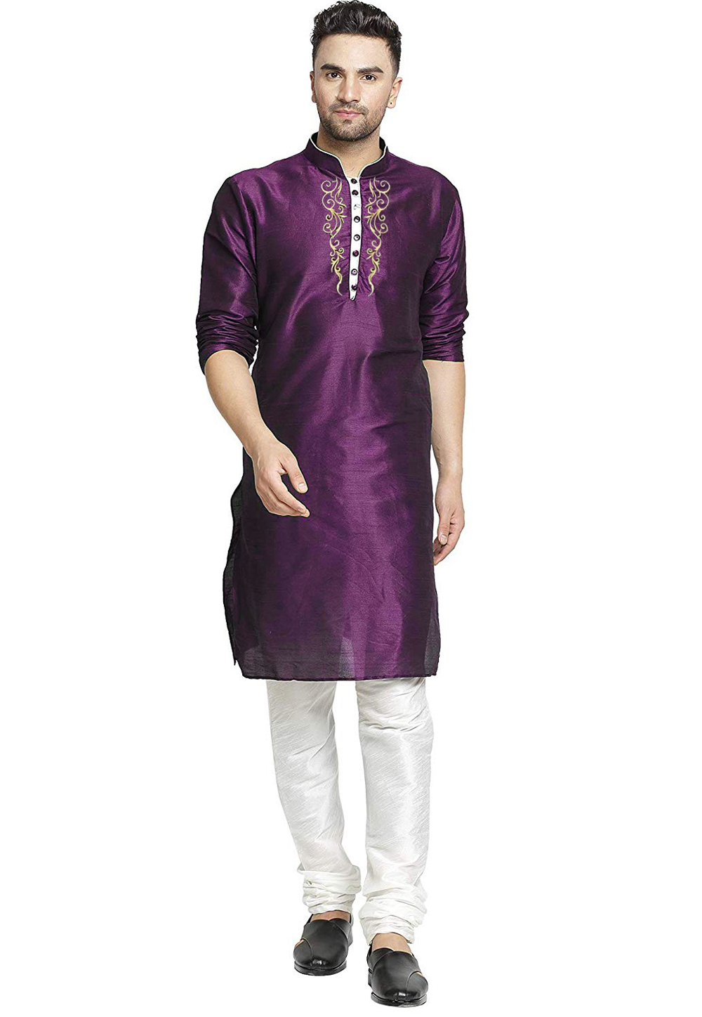 Purple Dupion Silk Kurta Pajama 305129