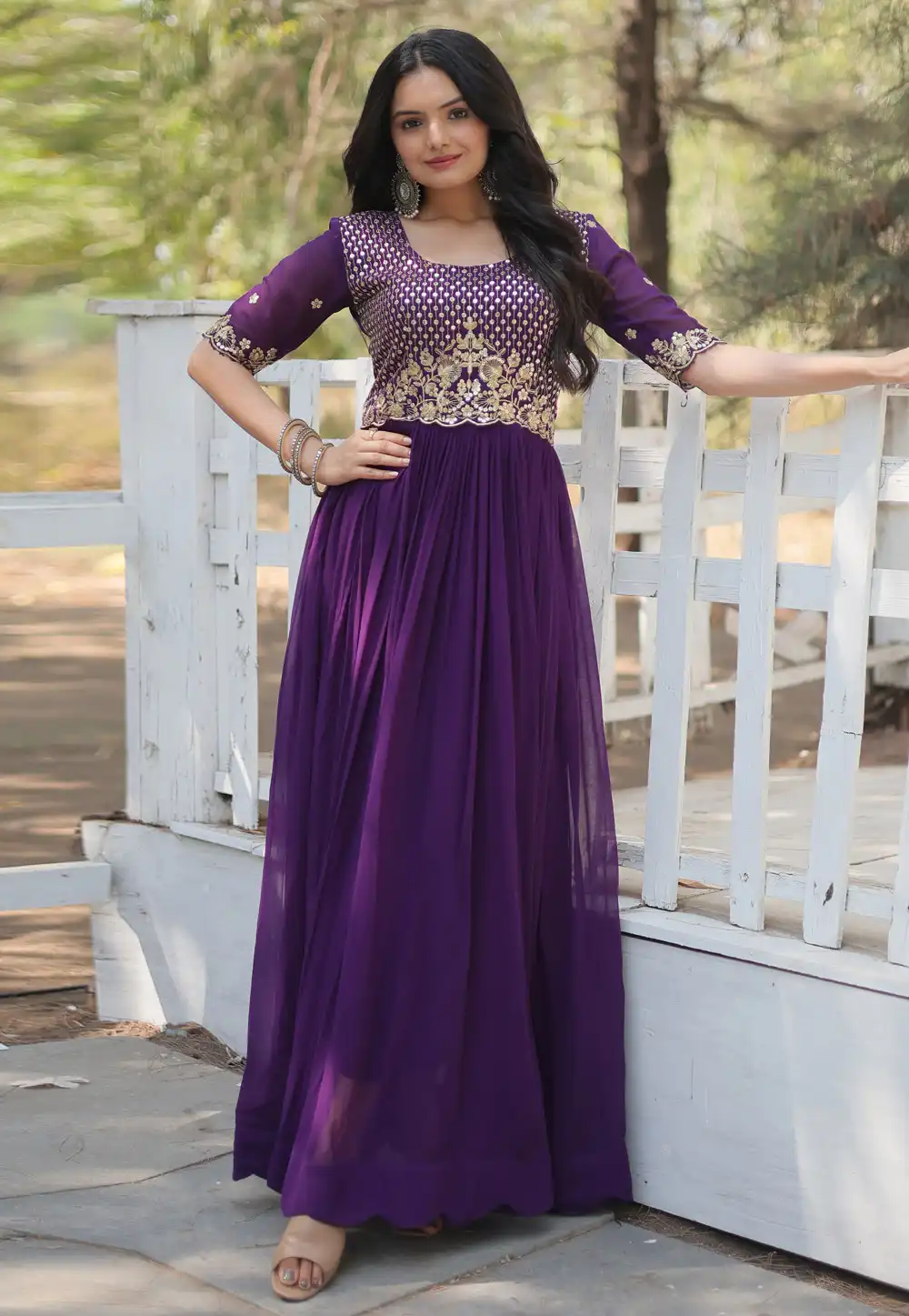 Purple Faux Georgette Gown 290329