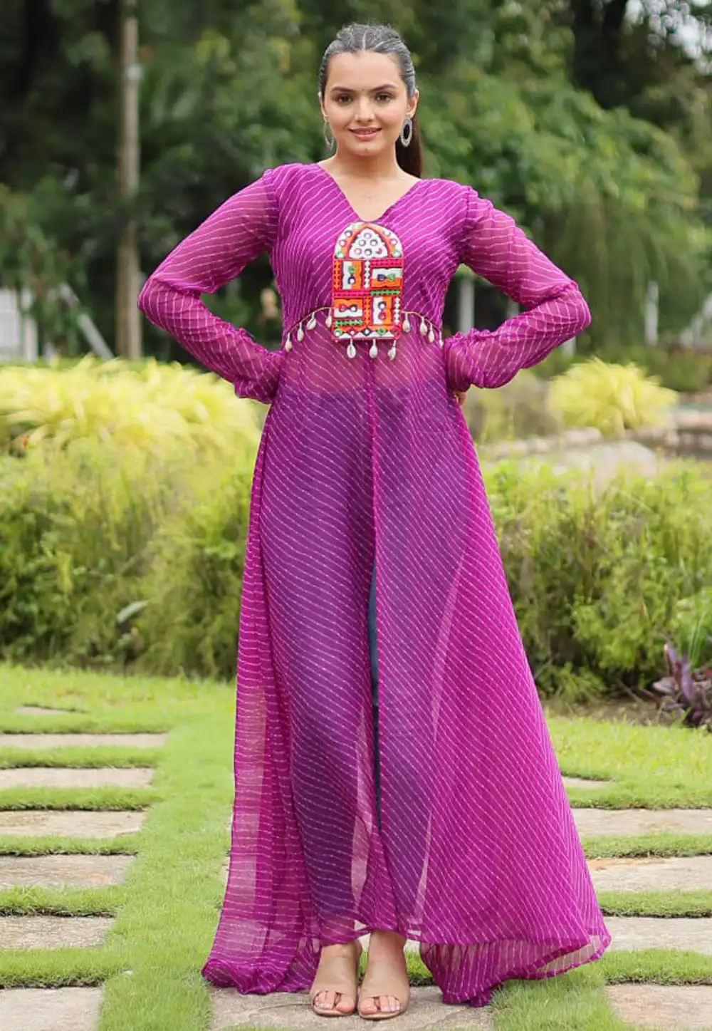 Purple Faux Georgette Navratri Wear Kurti 293390