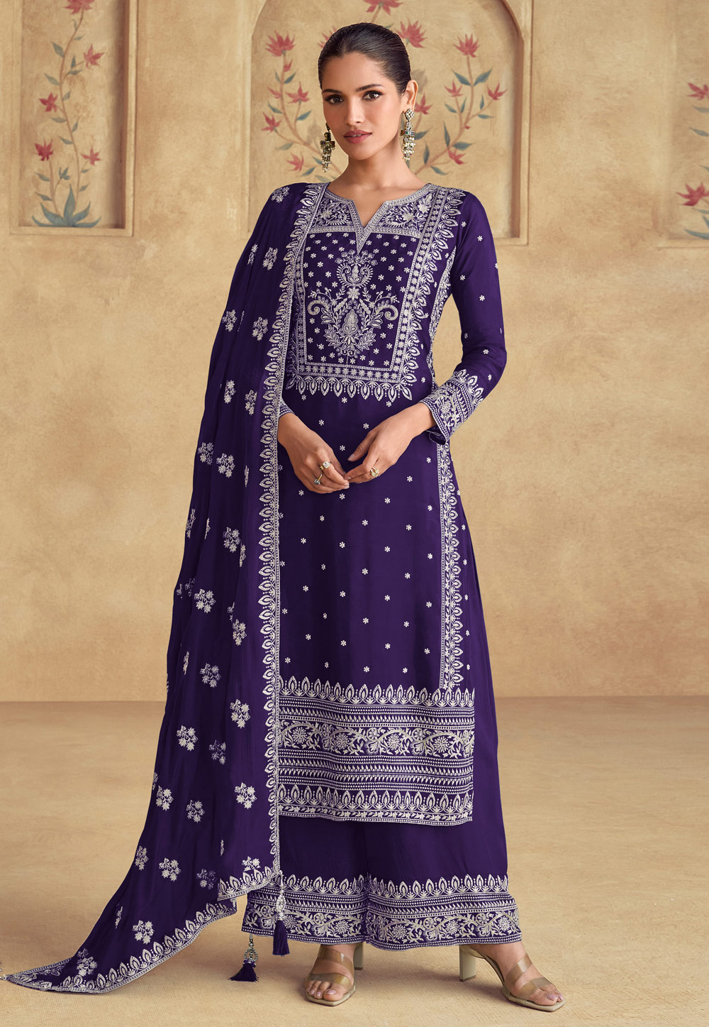 Purple Faux Georgette Pakistani Suit 305335