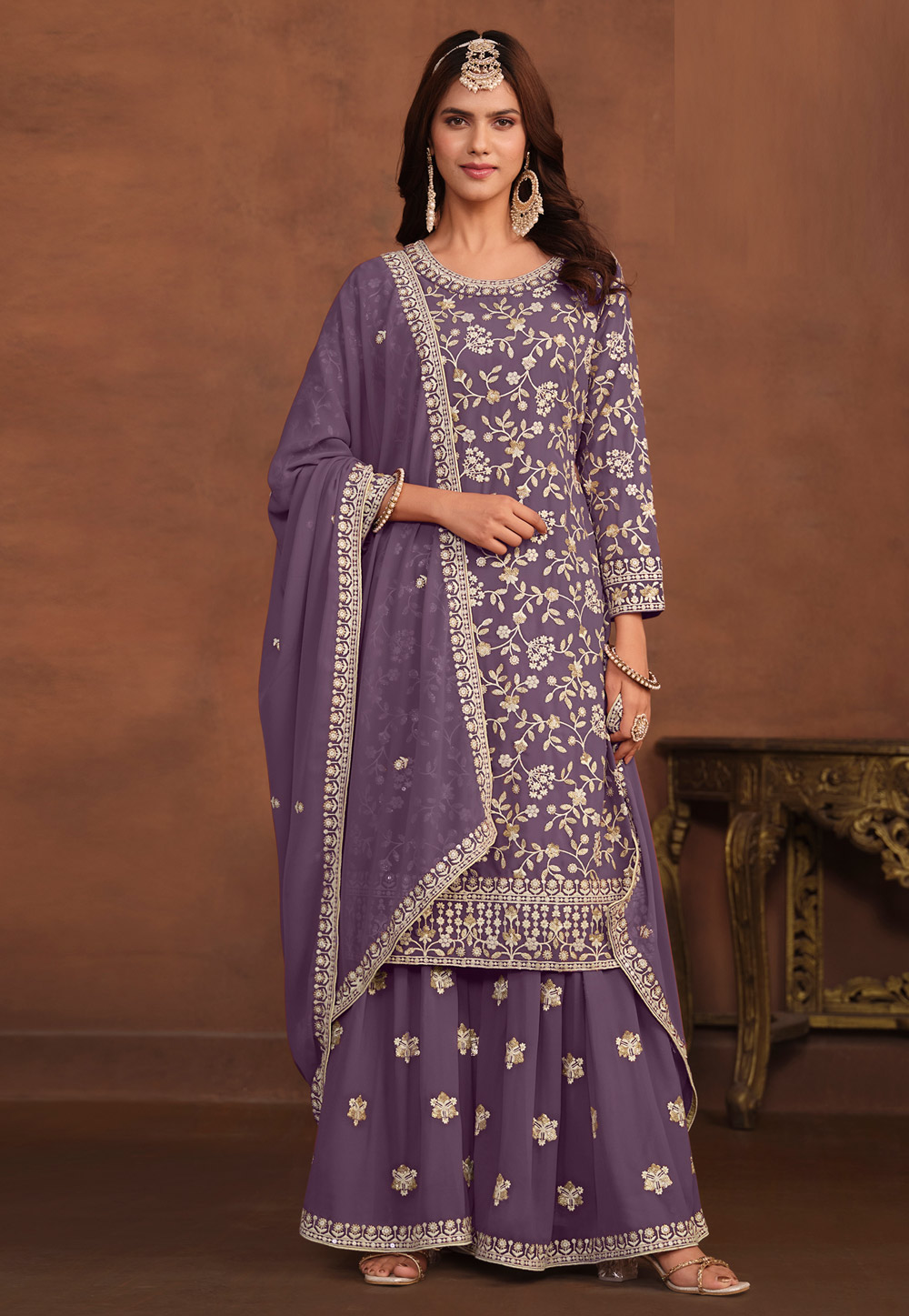 Purple Faux Georgette Pakistani Suit 280655