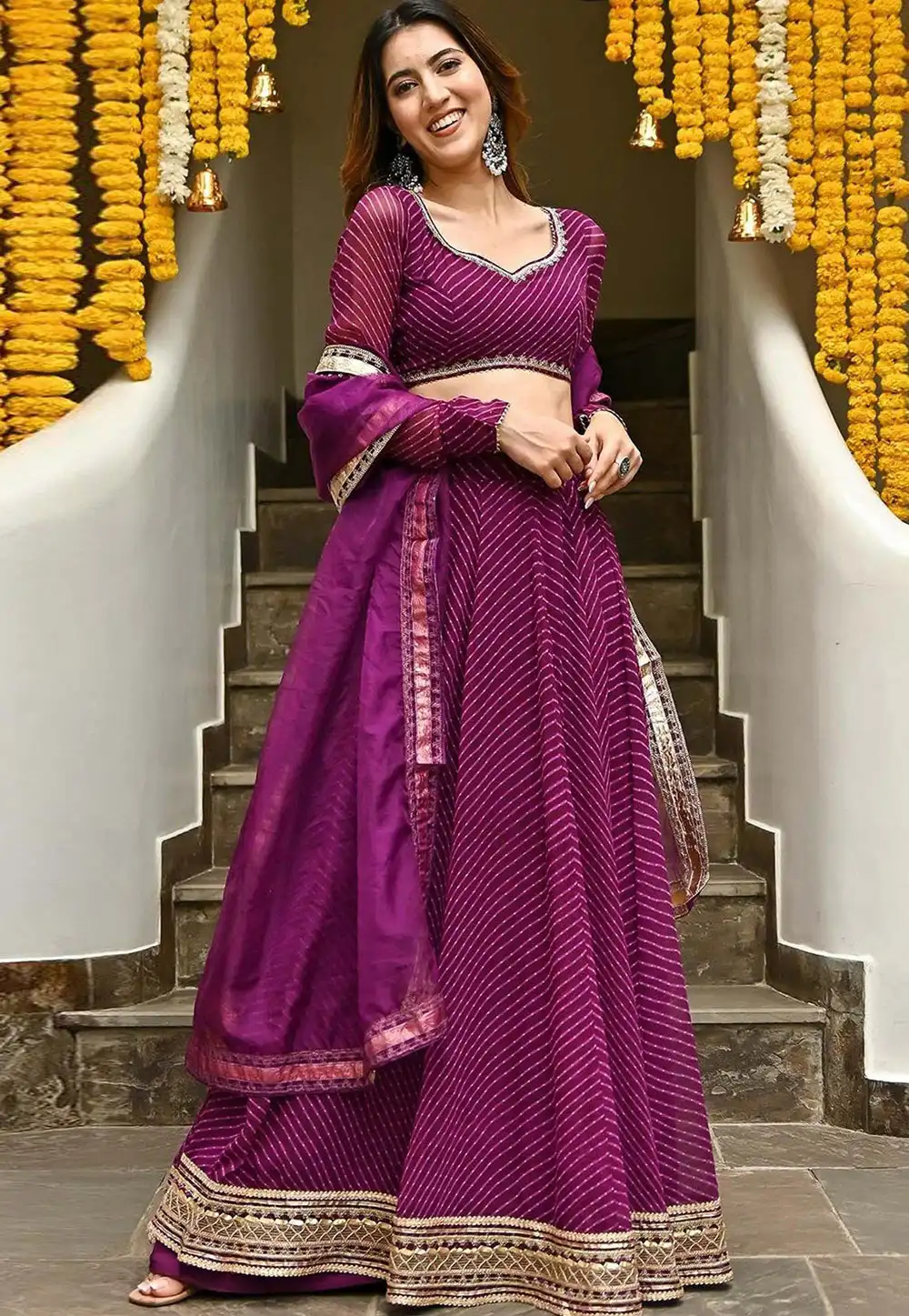 Purple Georgette A Line Lehenga Choli 294205