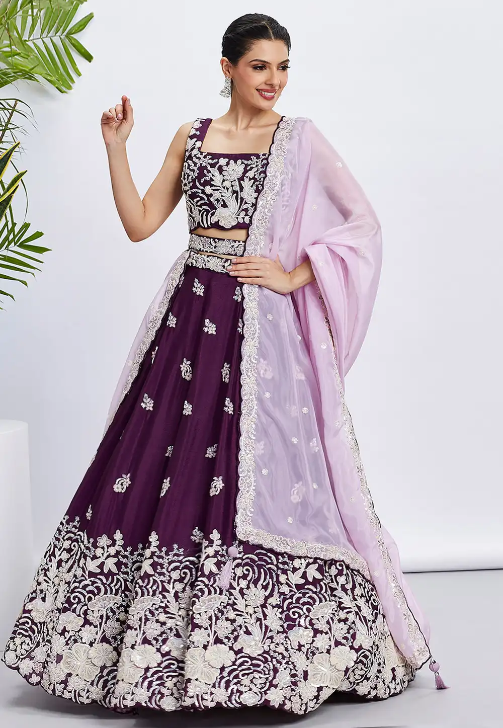 Purple Georgette A Line Lehenga Choli 291695