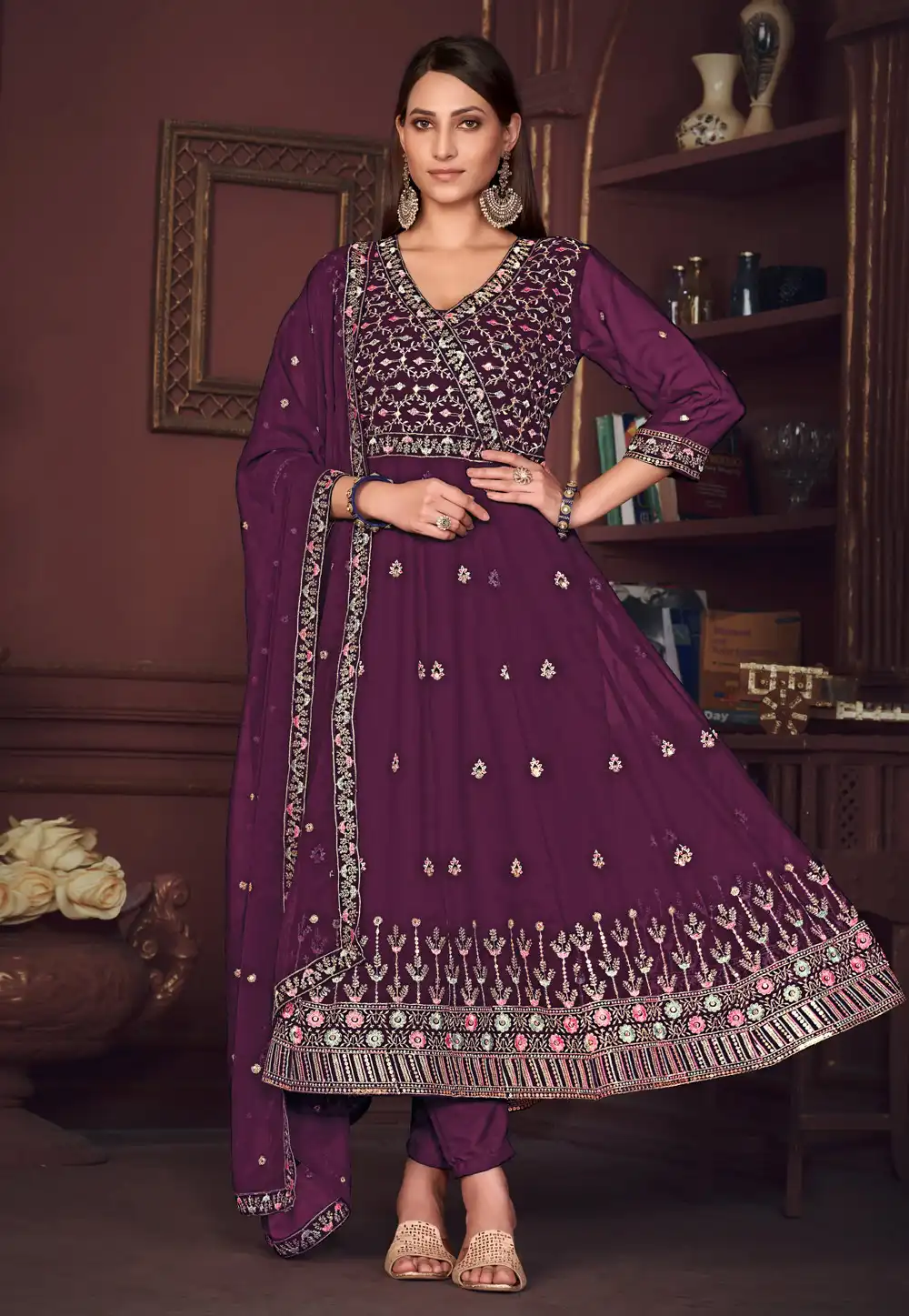 Purple Georgette Anarkali Suit 292291