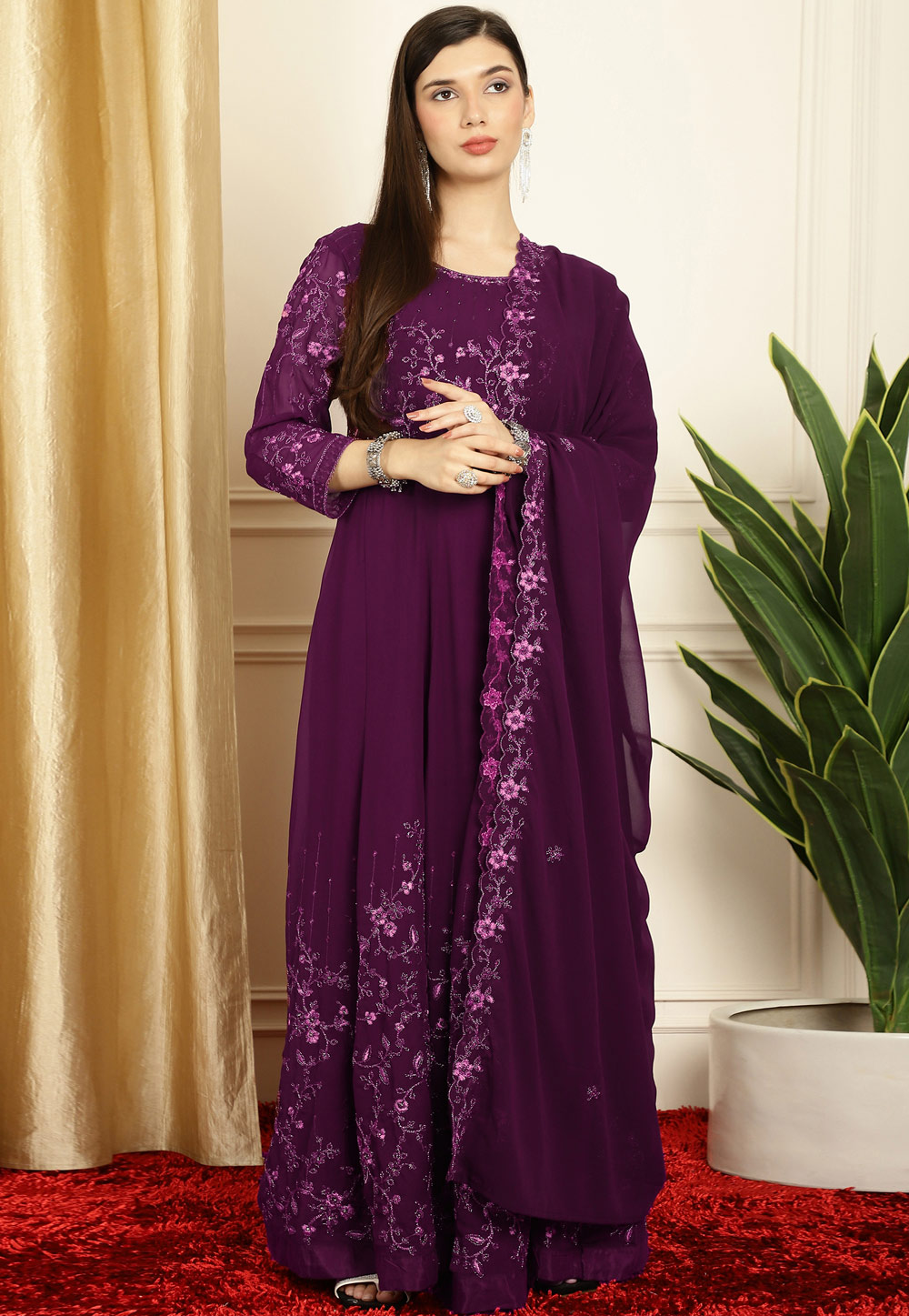 Purple Georgette Anarkali Suit 310963