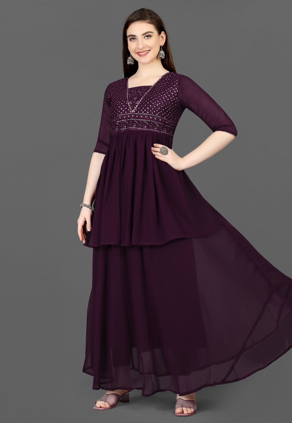 Purple Georgette Gown 280252
