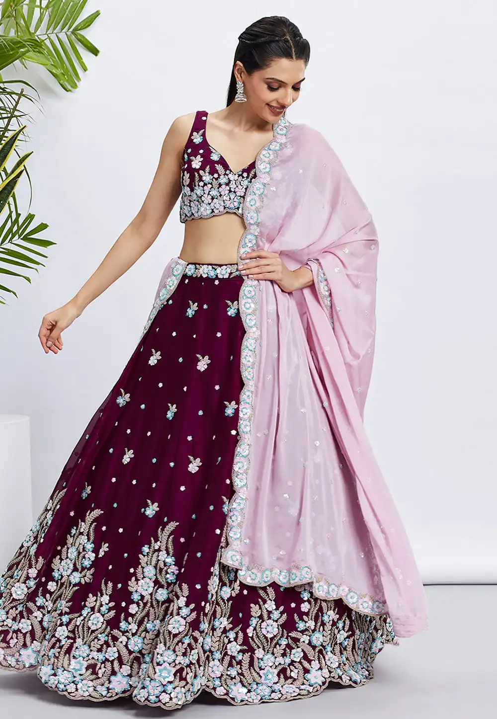 Purple Georgette Lehenga Choli 291802