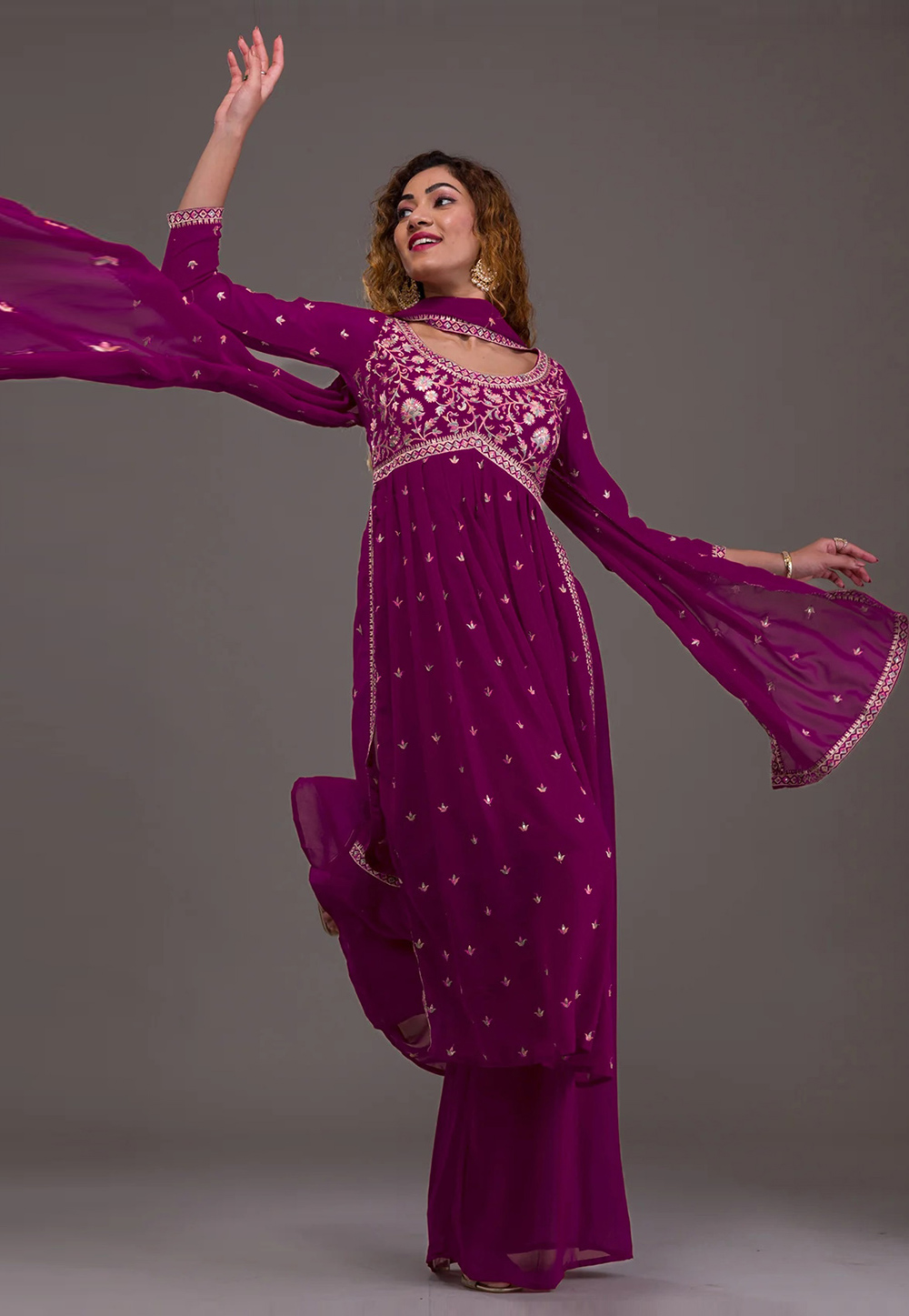 Purple Georgette Pakistani Suit 279067