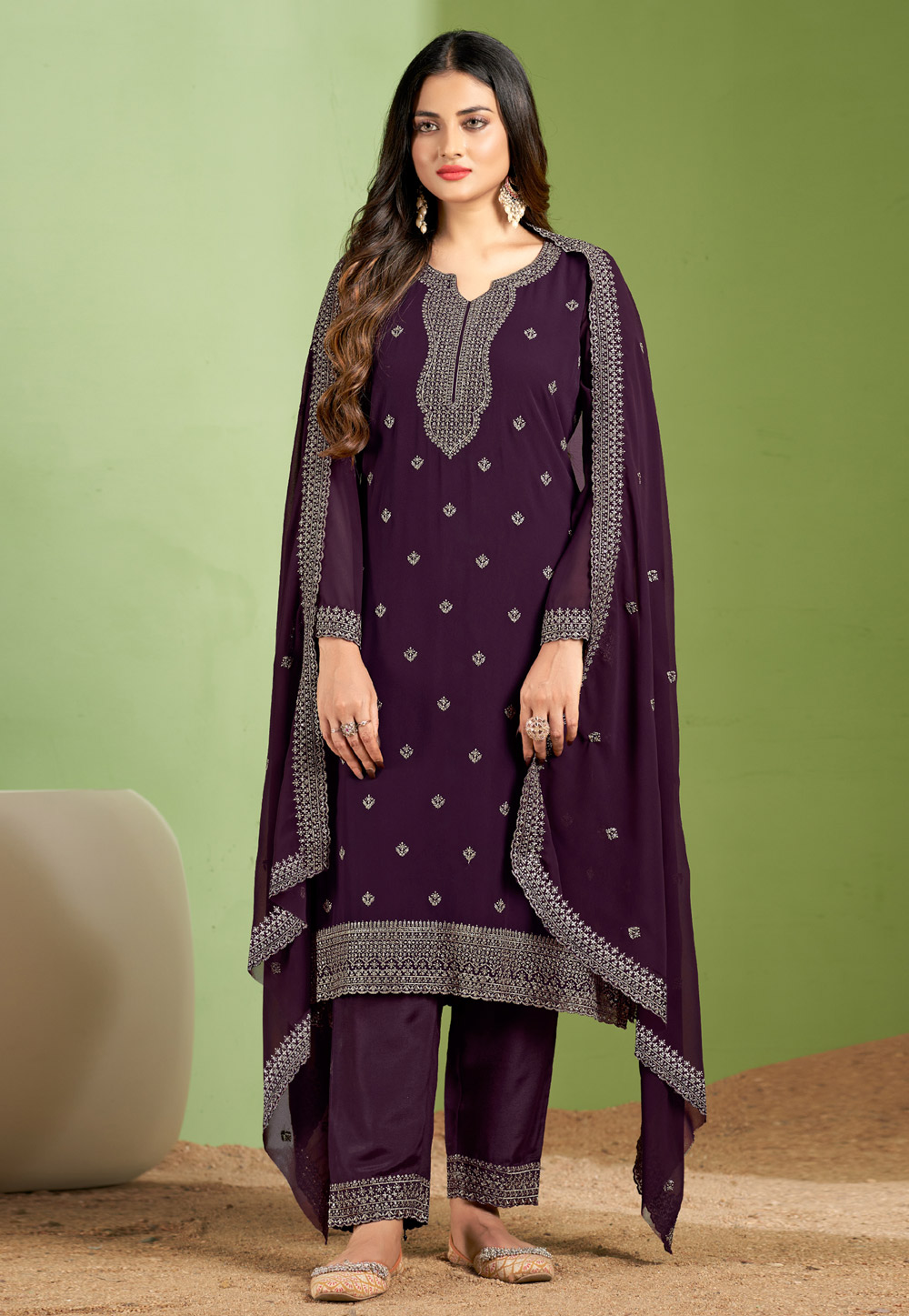 Purple Georgette Pakistani Suit 284670