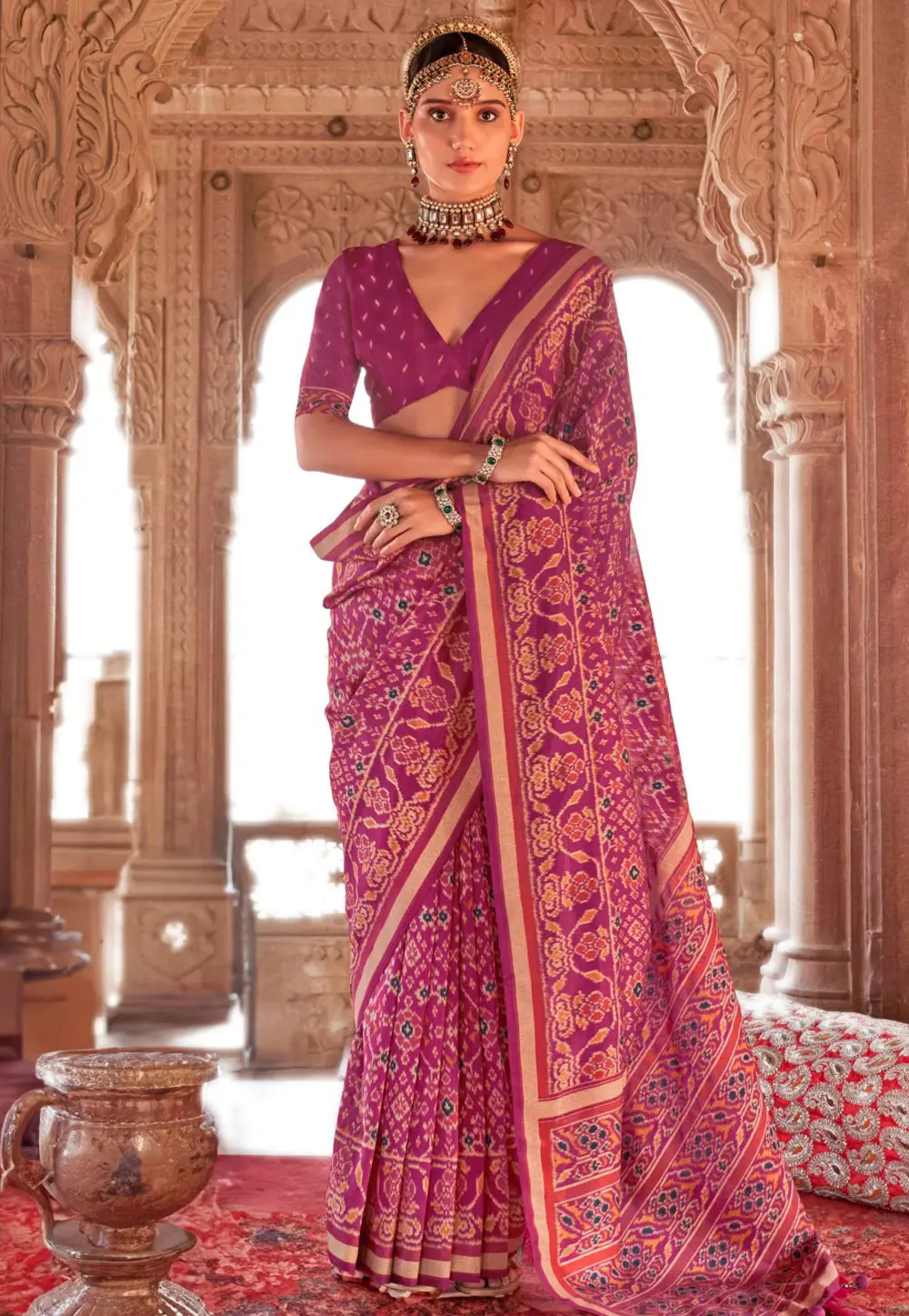 Purple Georgette Patola Saree 303836