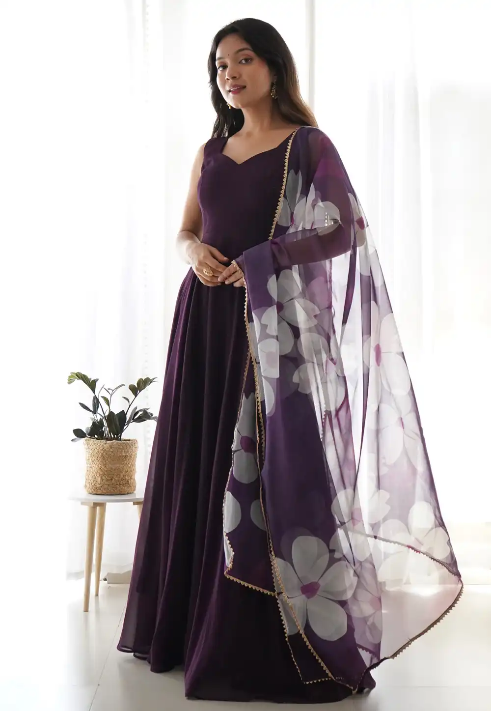 Purple Georgette Readymade Anarkali Suit 288555