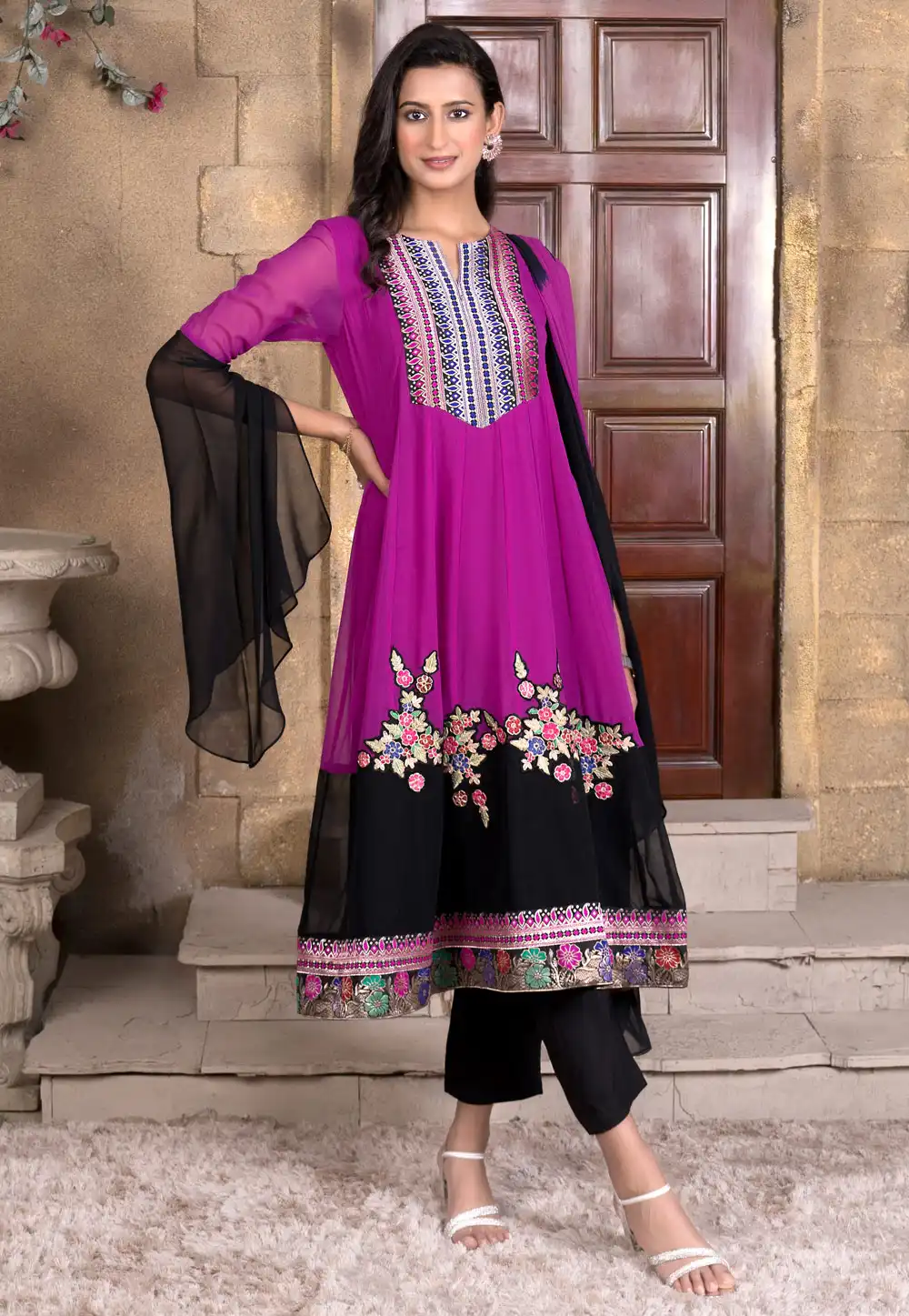 Purple Georgette Readymade Anarkali Suit 290503