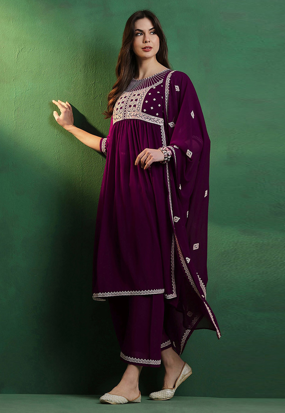 Purple Georgette Readymade Pakistani Suit 287279