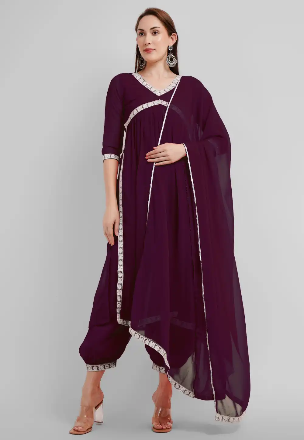 Purple Georgette Readymade Punjabi Suit 291557