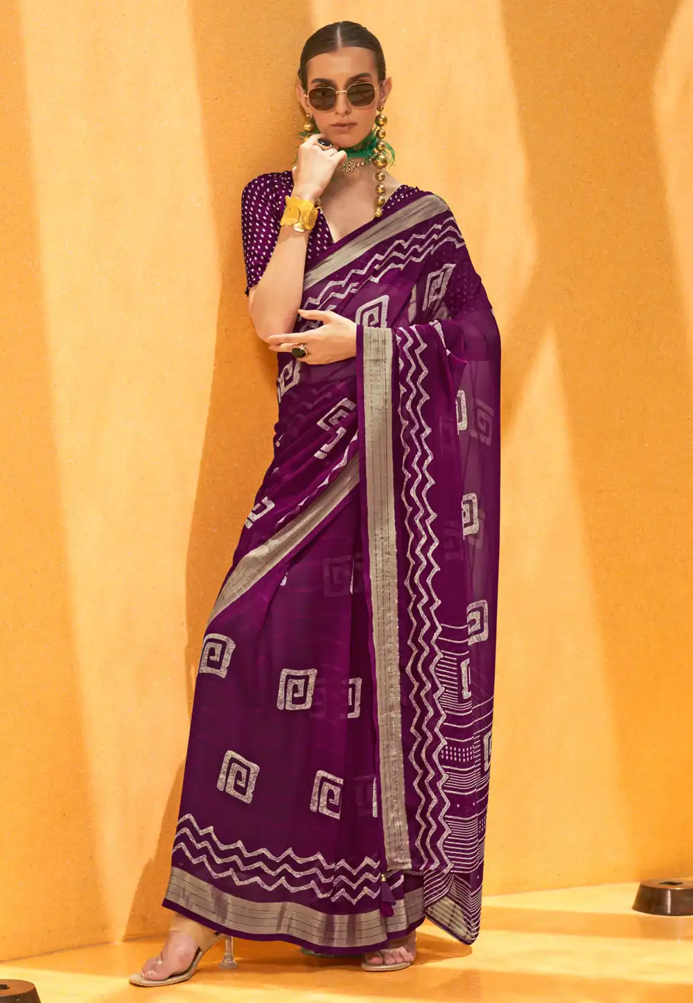 Purple Georgette Saree With Blouse 293727