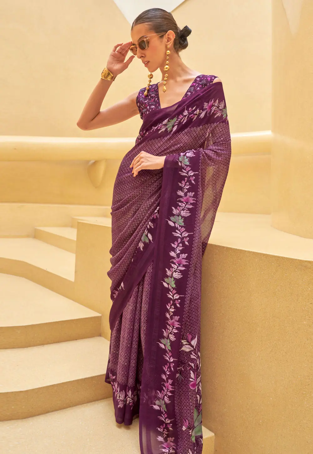 Purple Georgette Saree With Blouse 301254