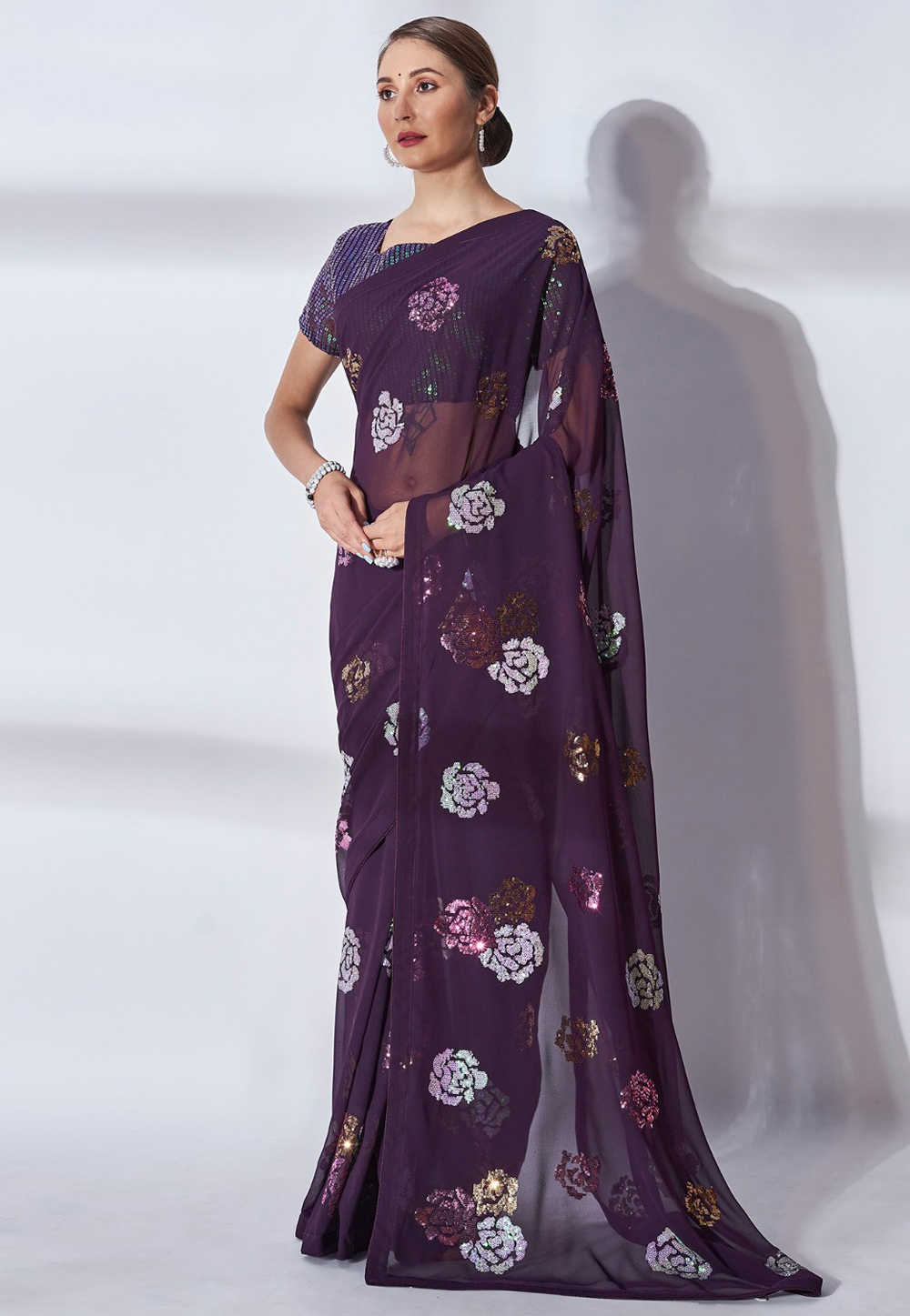 Purple Georgette Saree With Blouse 285715