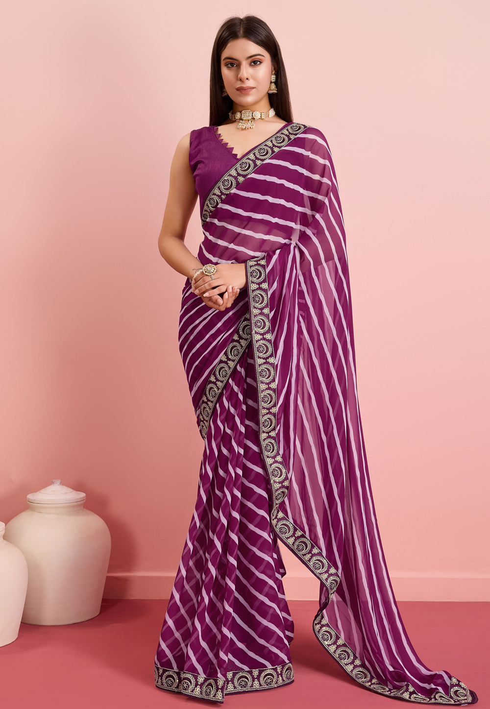 Purple Georgette Saree With Blouse 287518