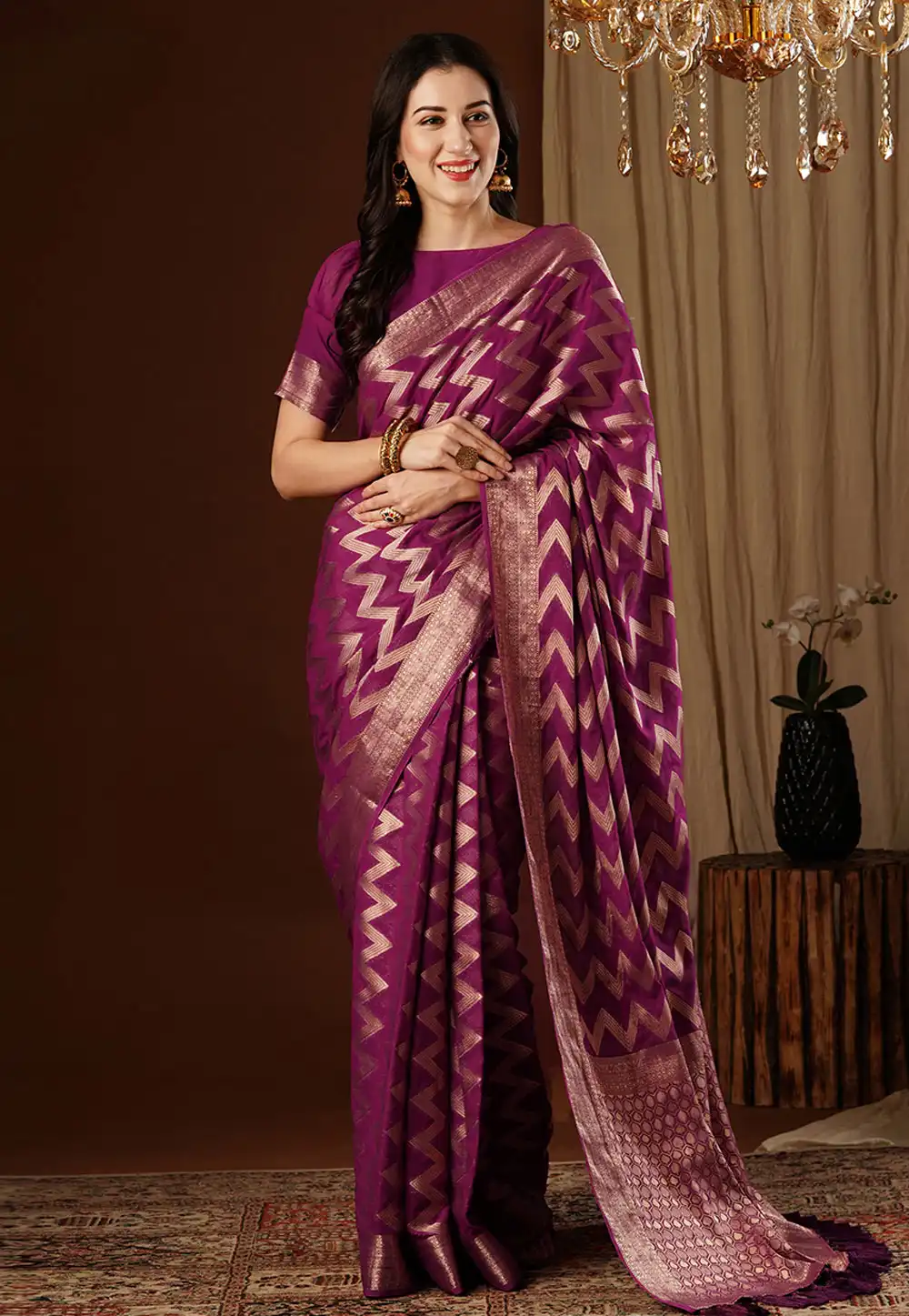 Purple Georgette Saree With Blouse 292707