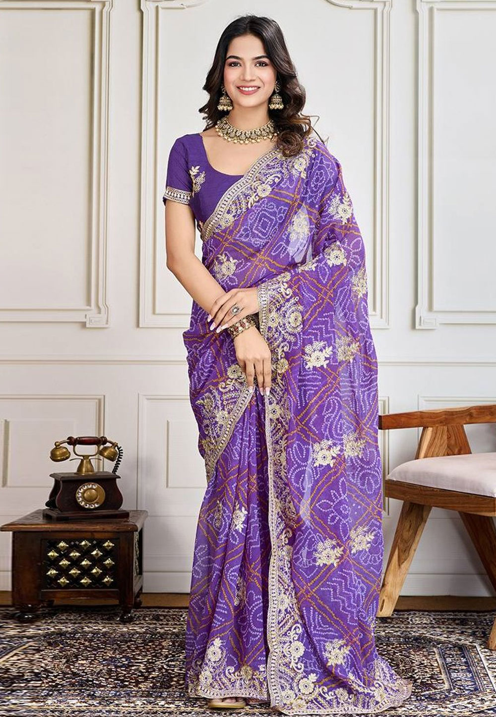 Purple Georgette Saree With Blouse 306164