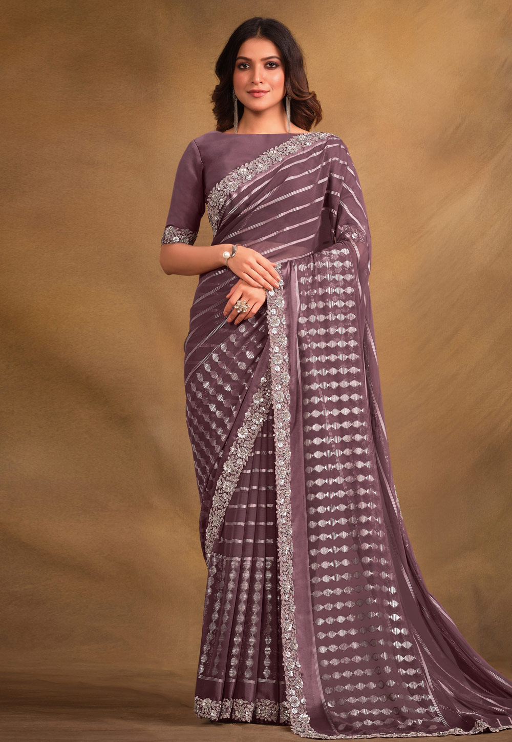 Purple Georgette Saree With Blouse 287042