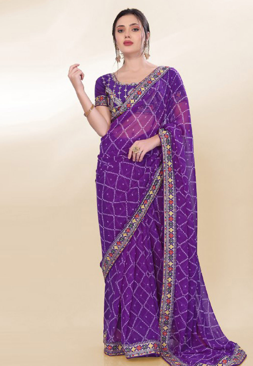 Purple Georgette Saree With Blouse 305685