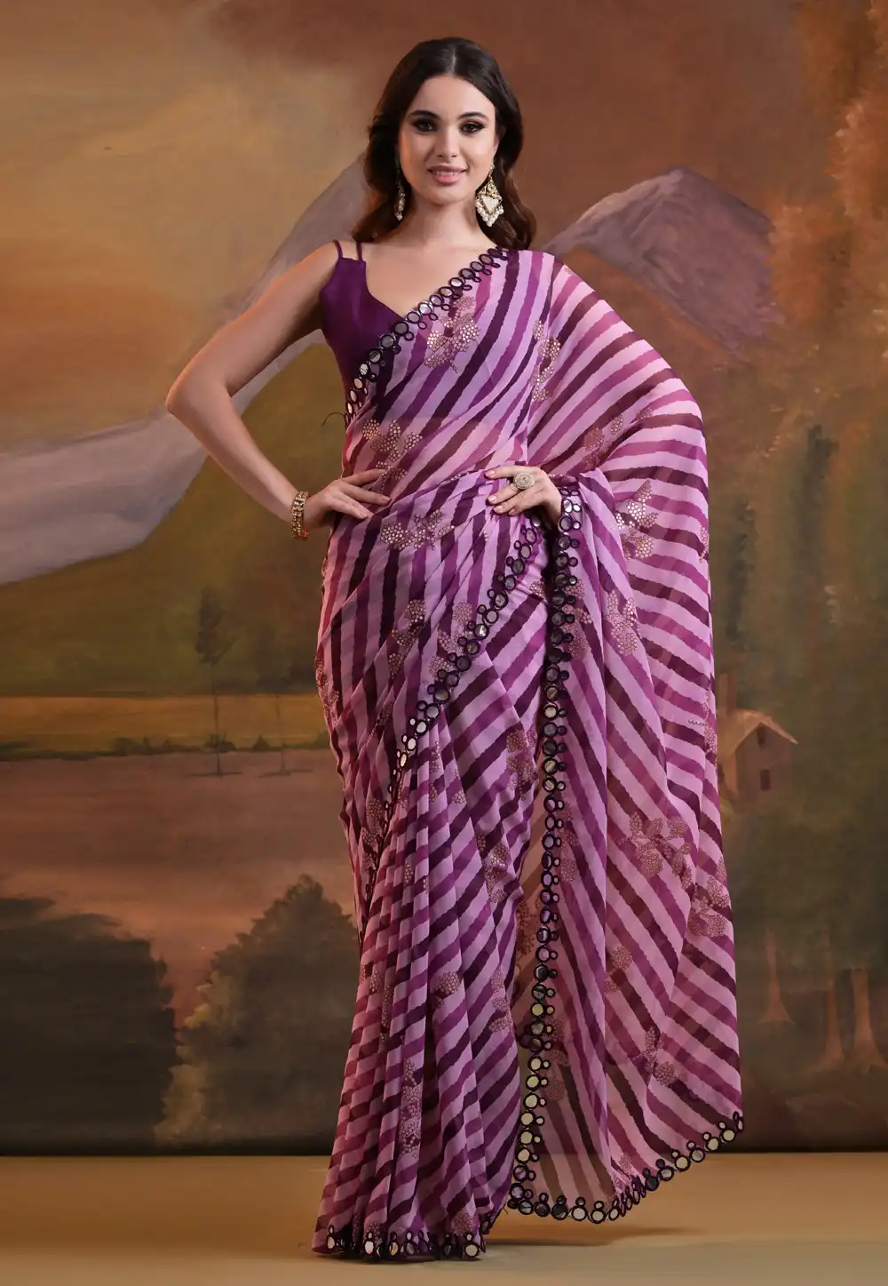 Purple Georgette Saree With Blouse 288443