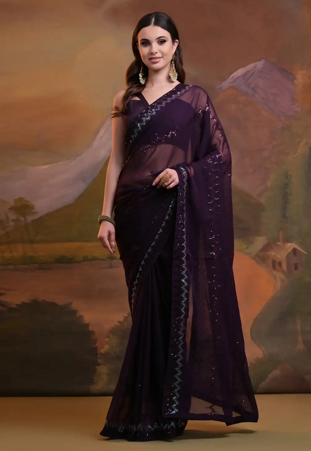 Purple Georgette Saree With Blouse 288447