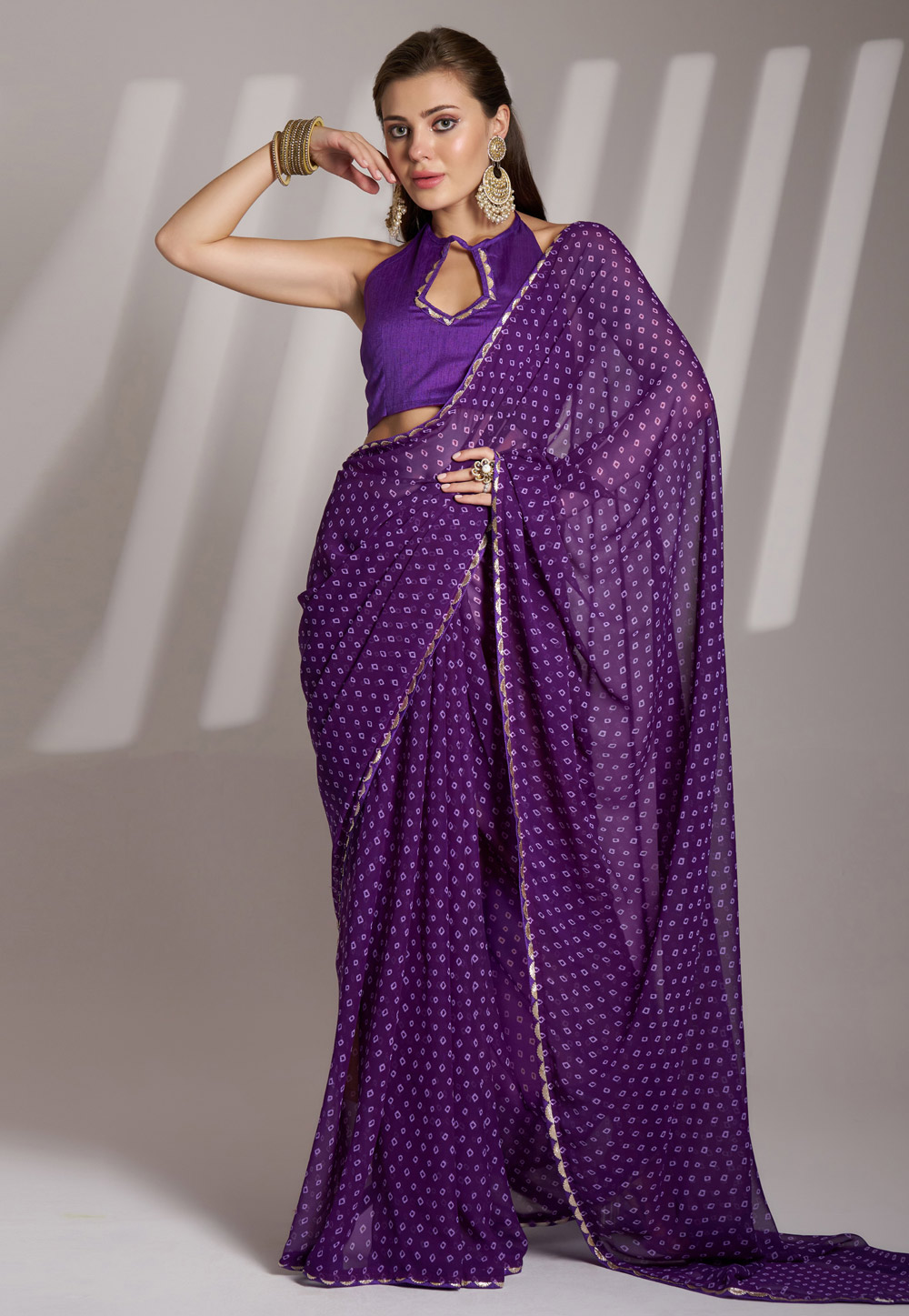 Purple Georgette Saree With Blouse 305387